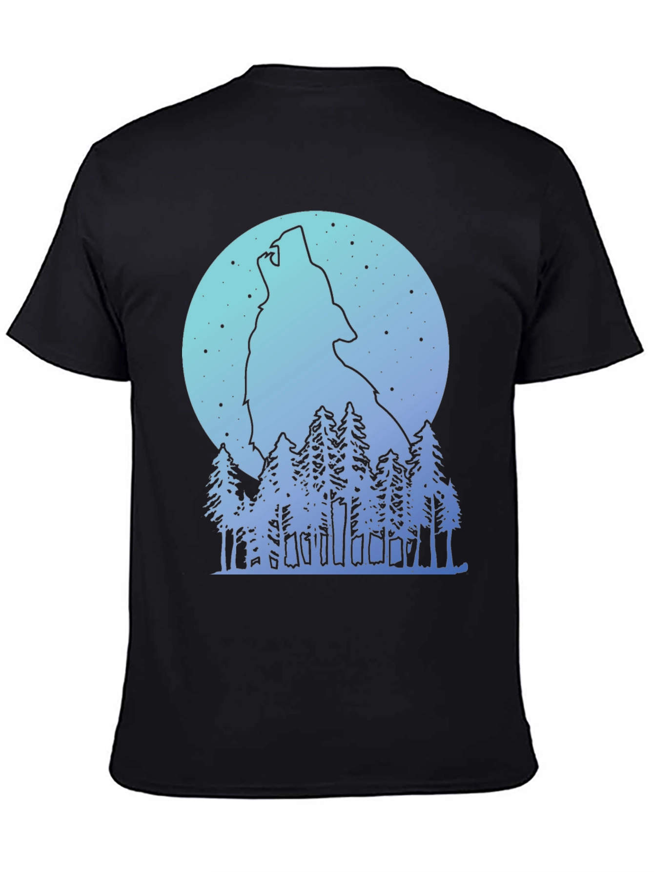 Black Wolf Howl Moon Graphic Tee view 4
