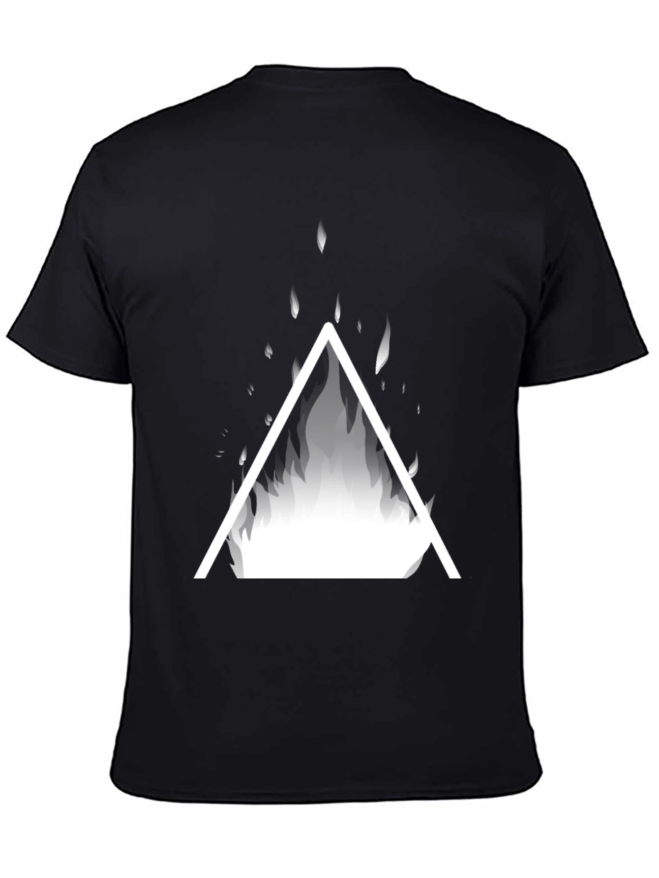 Black Geometric Fire Triangle Graphic Tee view 4