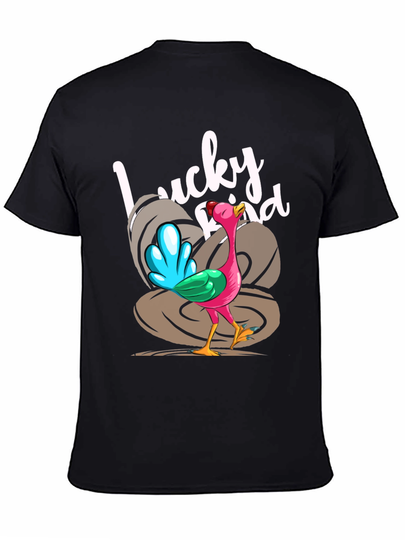Black Lucky Bird Graphic Tee - Thanksgiving Humor view 4