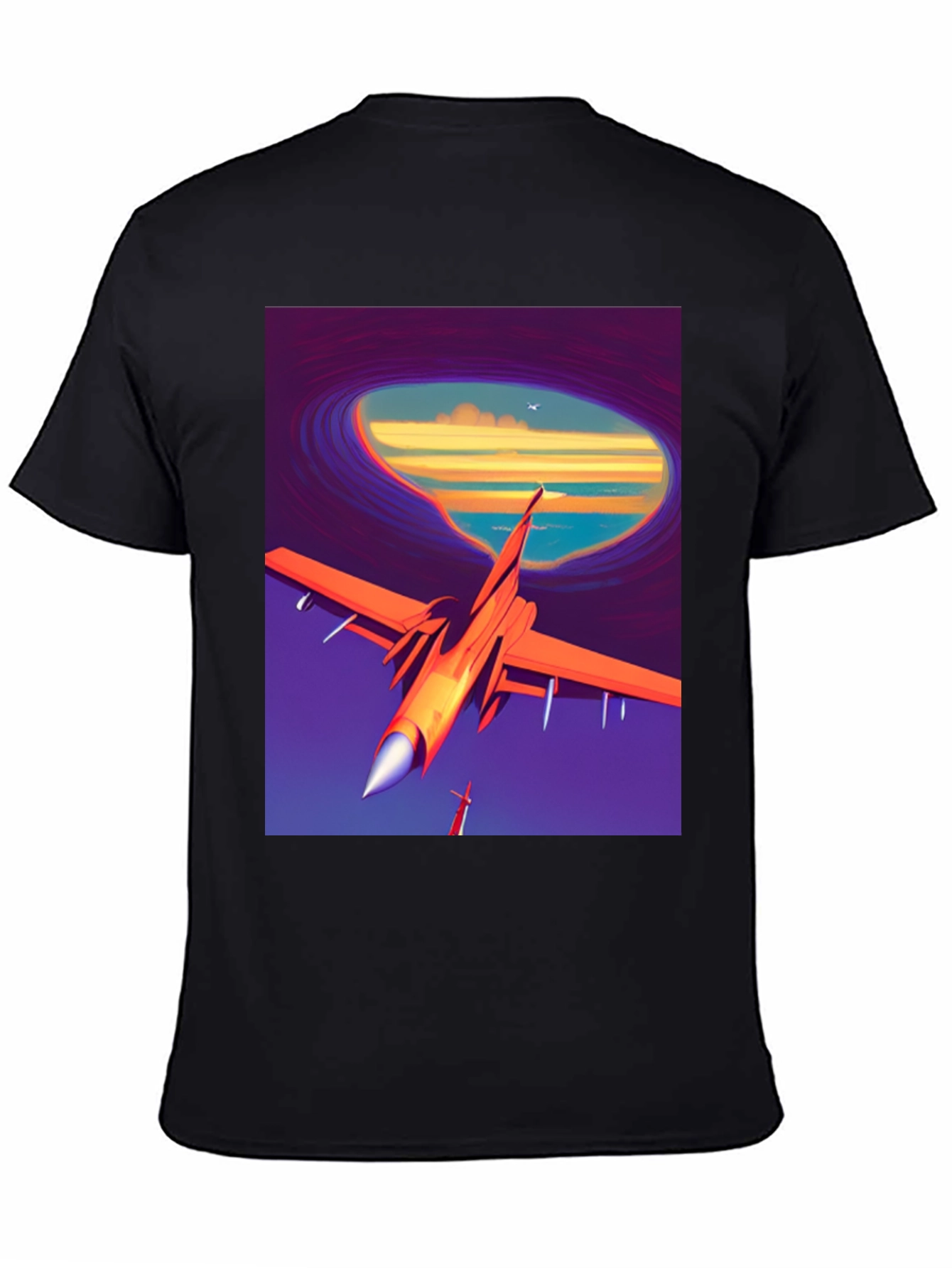 Black Retro Airplane T-Shirt - Artistic Aviation Tee view 4