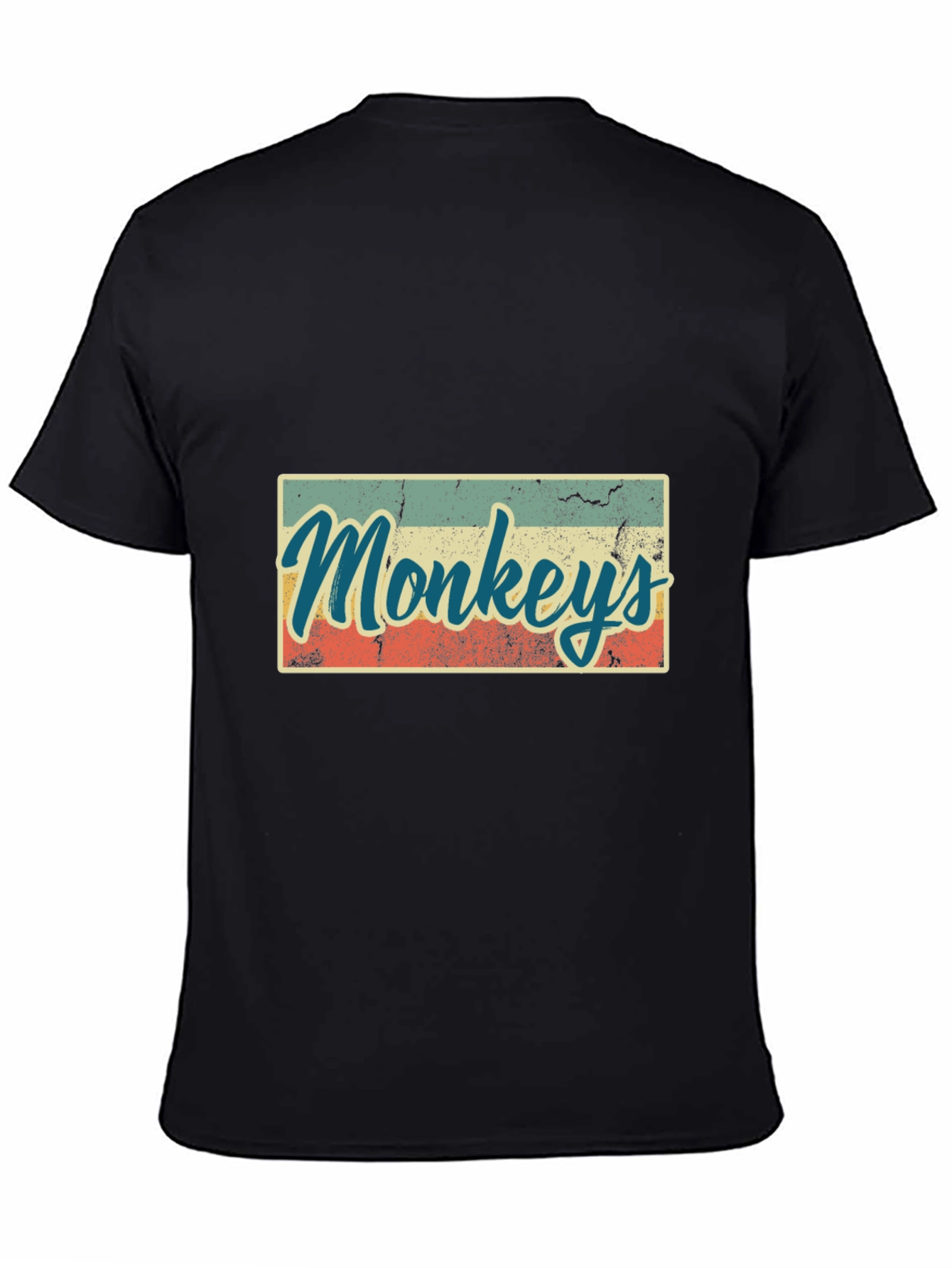 Black Retro Monkeys Graphic Tee - Vintage Style T-Shirt view 4