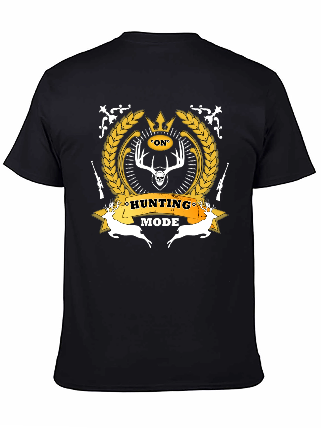 Black Hunting Mode Black Graphic T-Shirt view 4