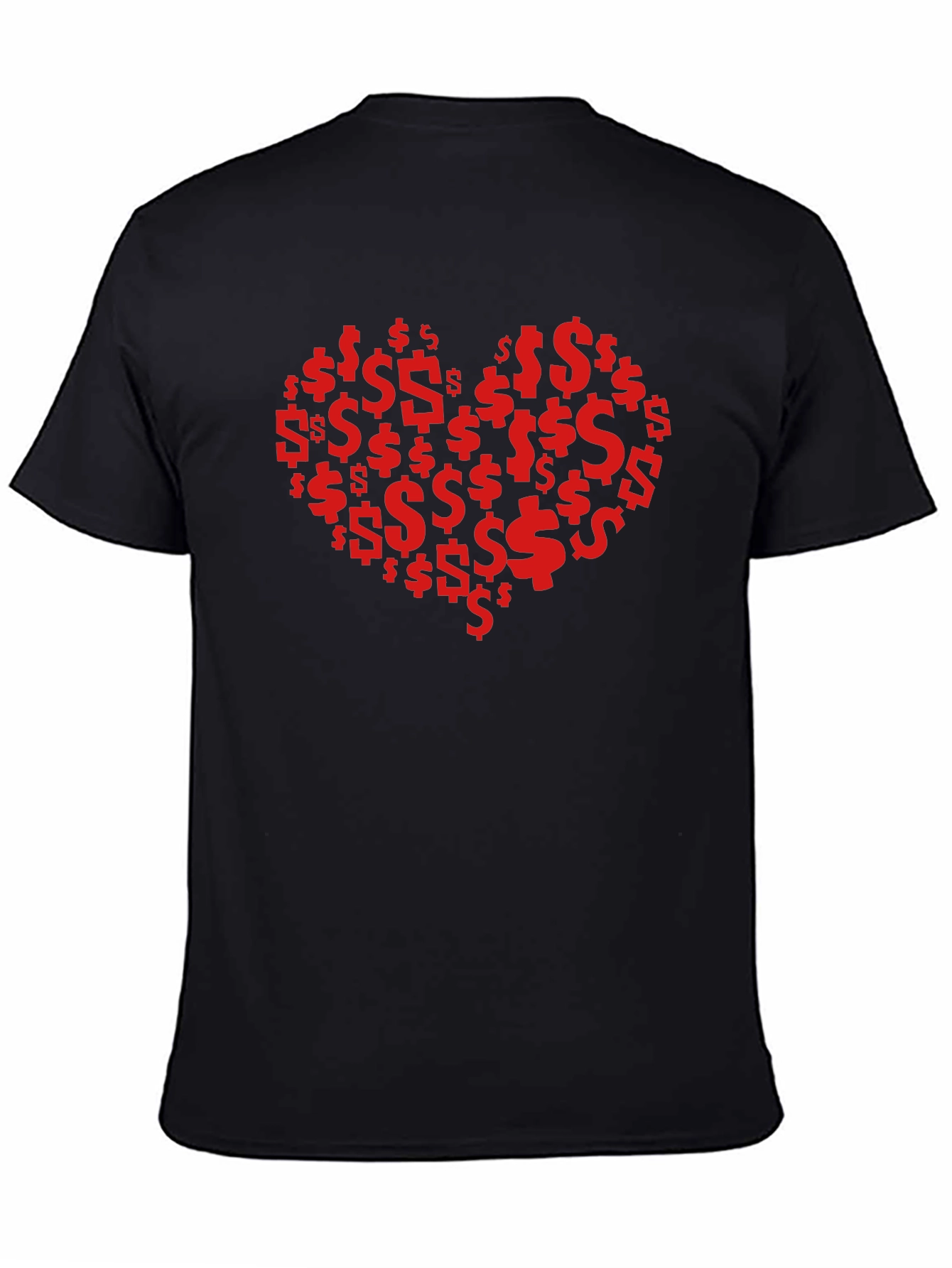 Black Money Heart Tee - Love of Wealth Graphic T-Shirt view 4