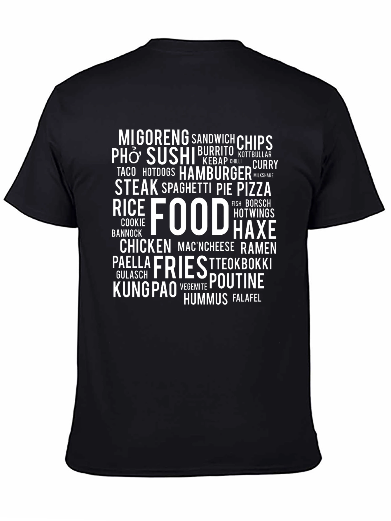 Black Food Lover's T-Shirt - Delicious Word Cloud Tee view 4