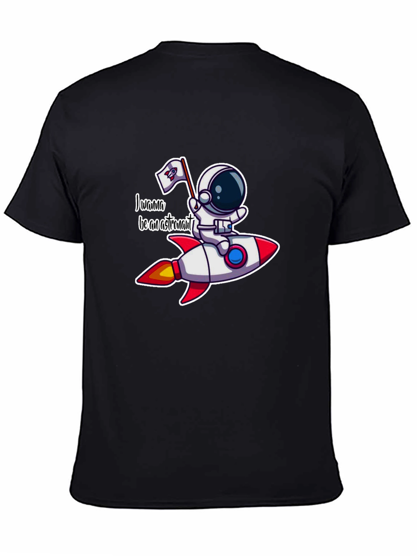 Black Astronaut Rocket T-Shirt - Space Adventure Tee view 4
