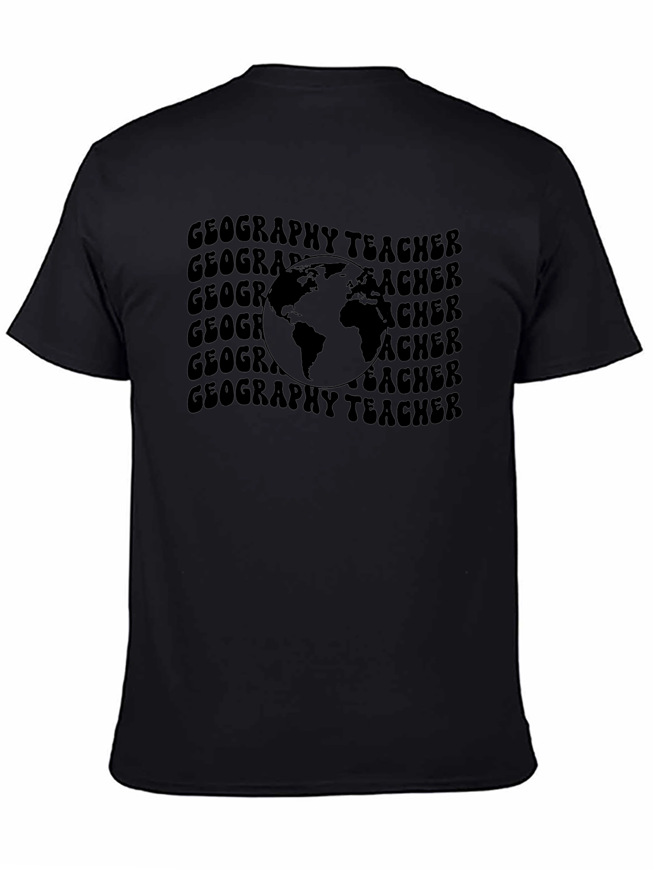 Black Geography Teacher Graphic T-Shirt - Black view 4