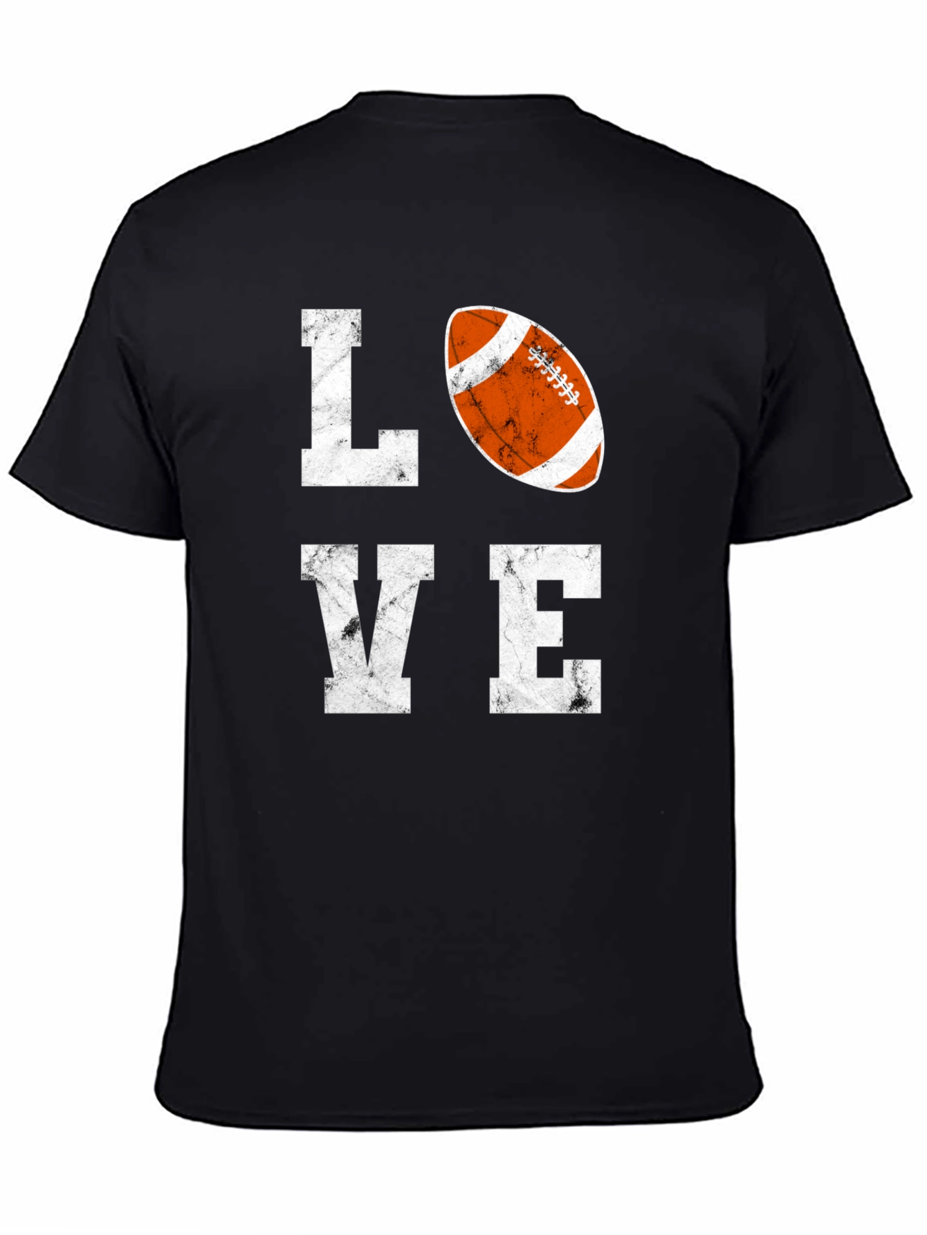 Black LOVE Football Graphic T-Shirt, Black Cotton Blend Tee view 4