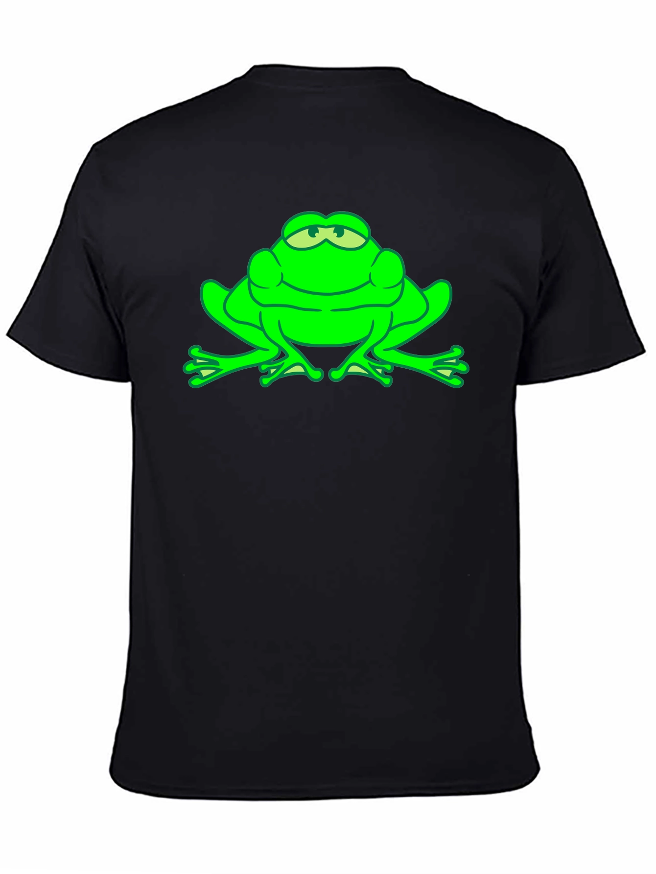 Black Green Frog Graphic Tee - Funny Animal T-Shirt view 4