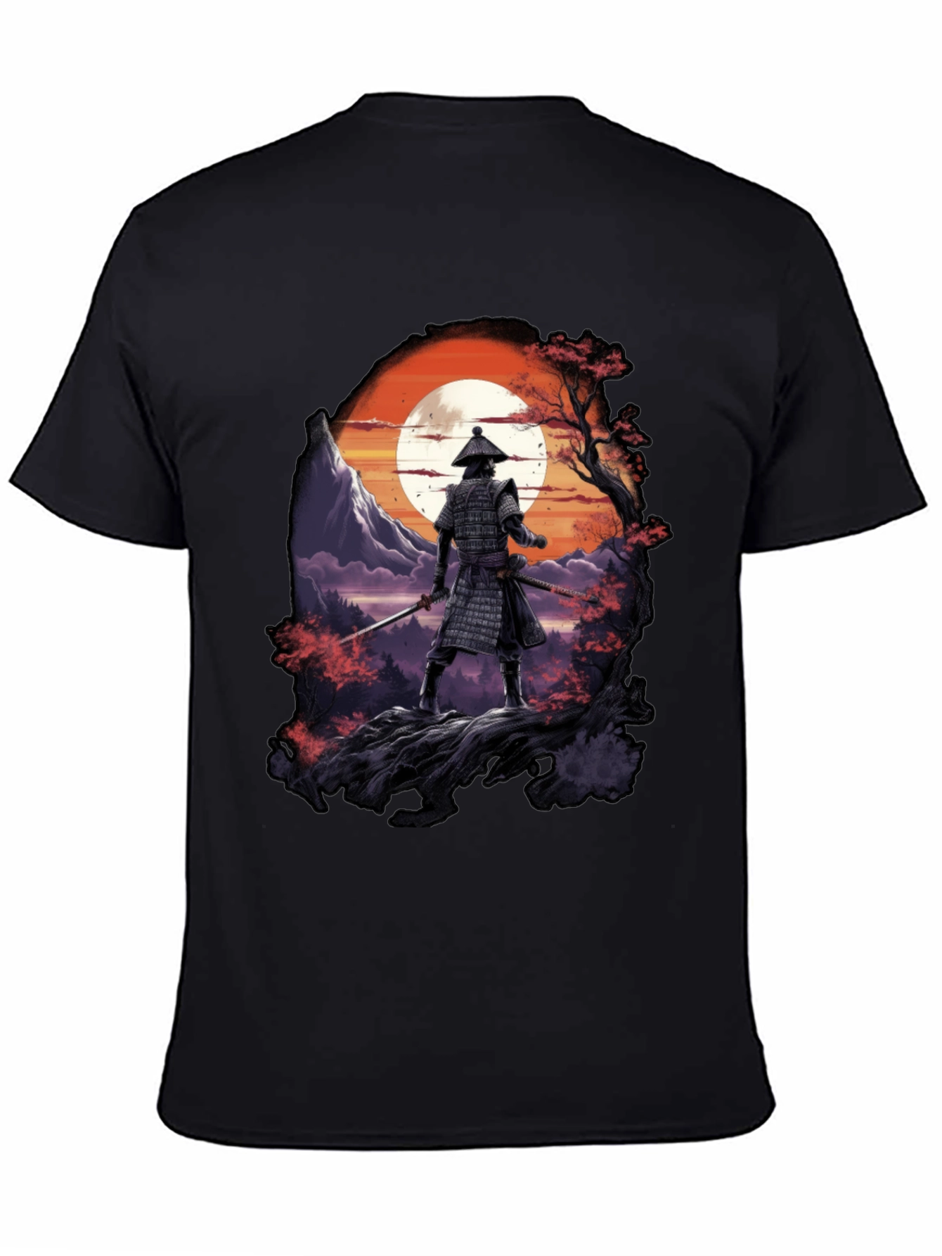 Black Samurai Sunset Black T-Shirt view 4