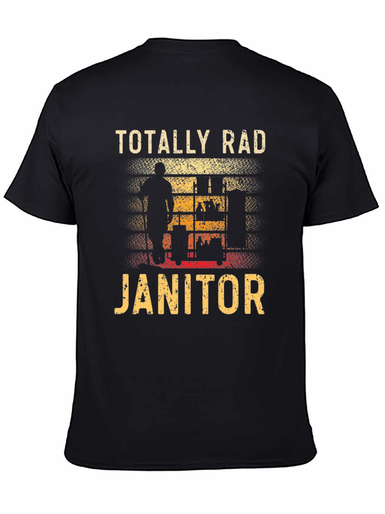 Black Totally Rad Janitor Graphic T-Shirt view 4