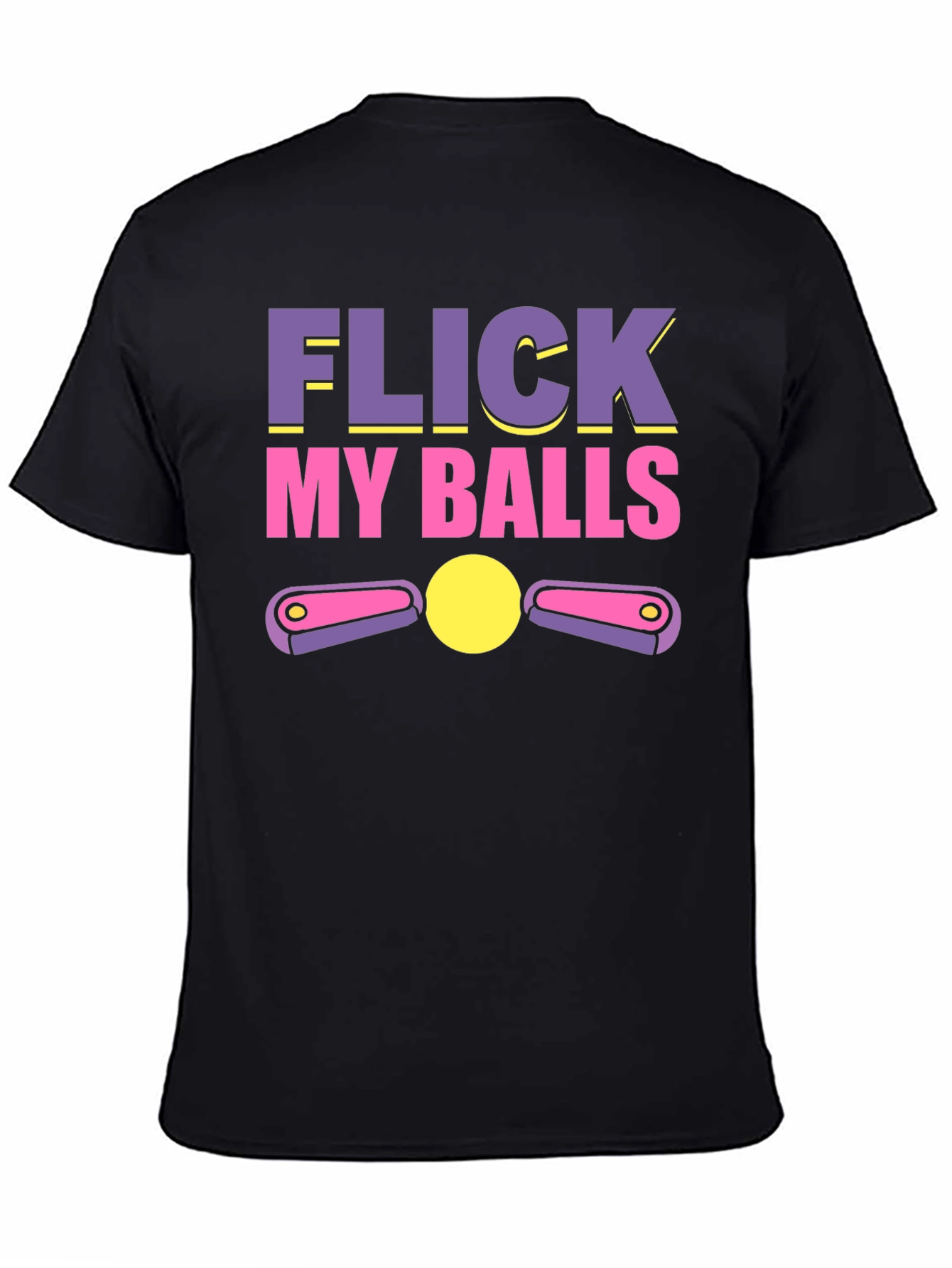 Black Flick My Balls Pinball Humor T-Shirt view 4