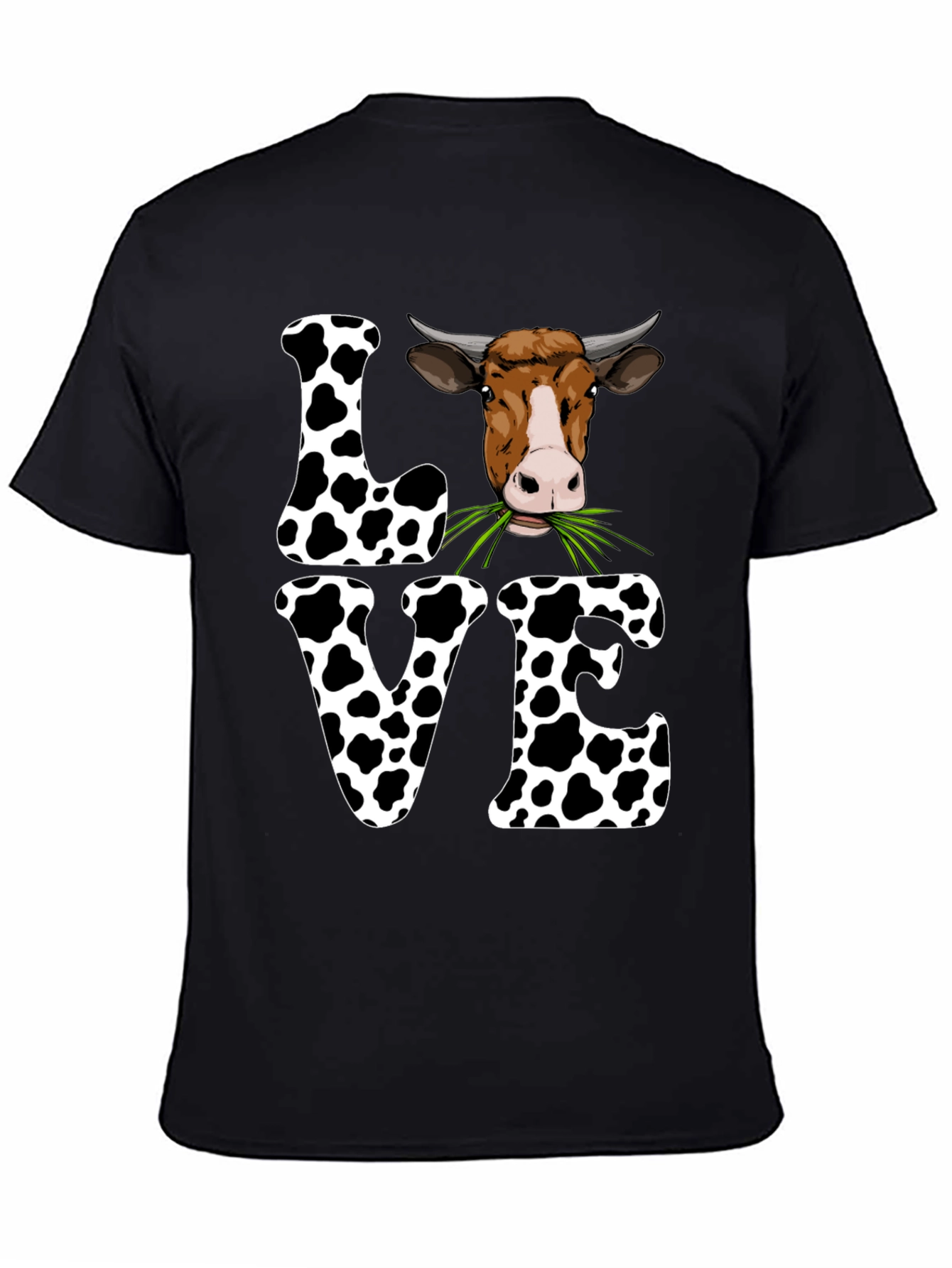 Black Cow Love Graphic Tee - Cute Farm Animal T-Shirt view 4