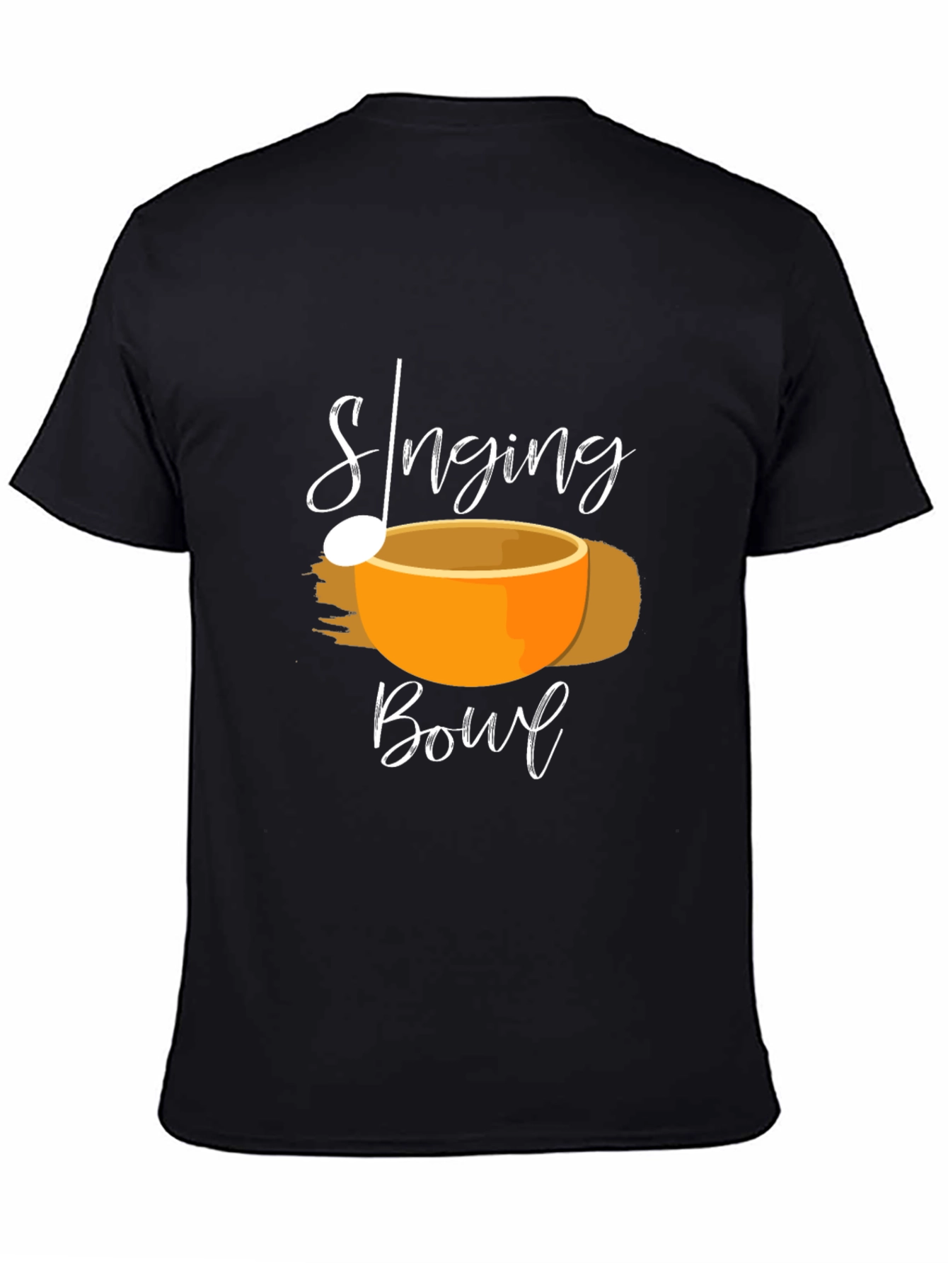 Black Singing Bowl Black T-Shirt - Meditation Apparel view 4