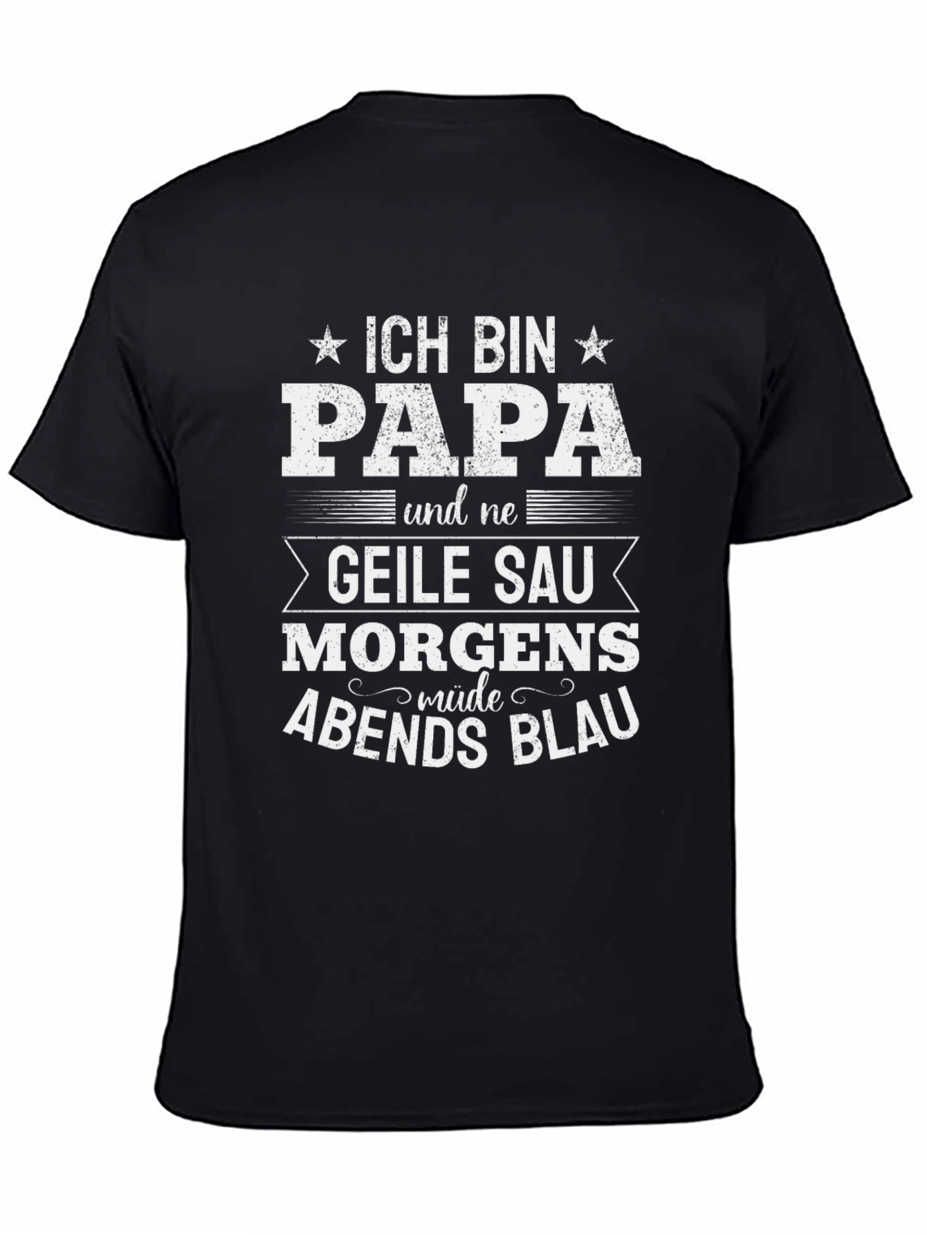 Black Funny German Dad T-Shirt - Ich Bin Papa view 4