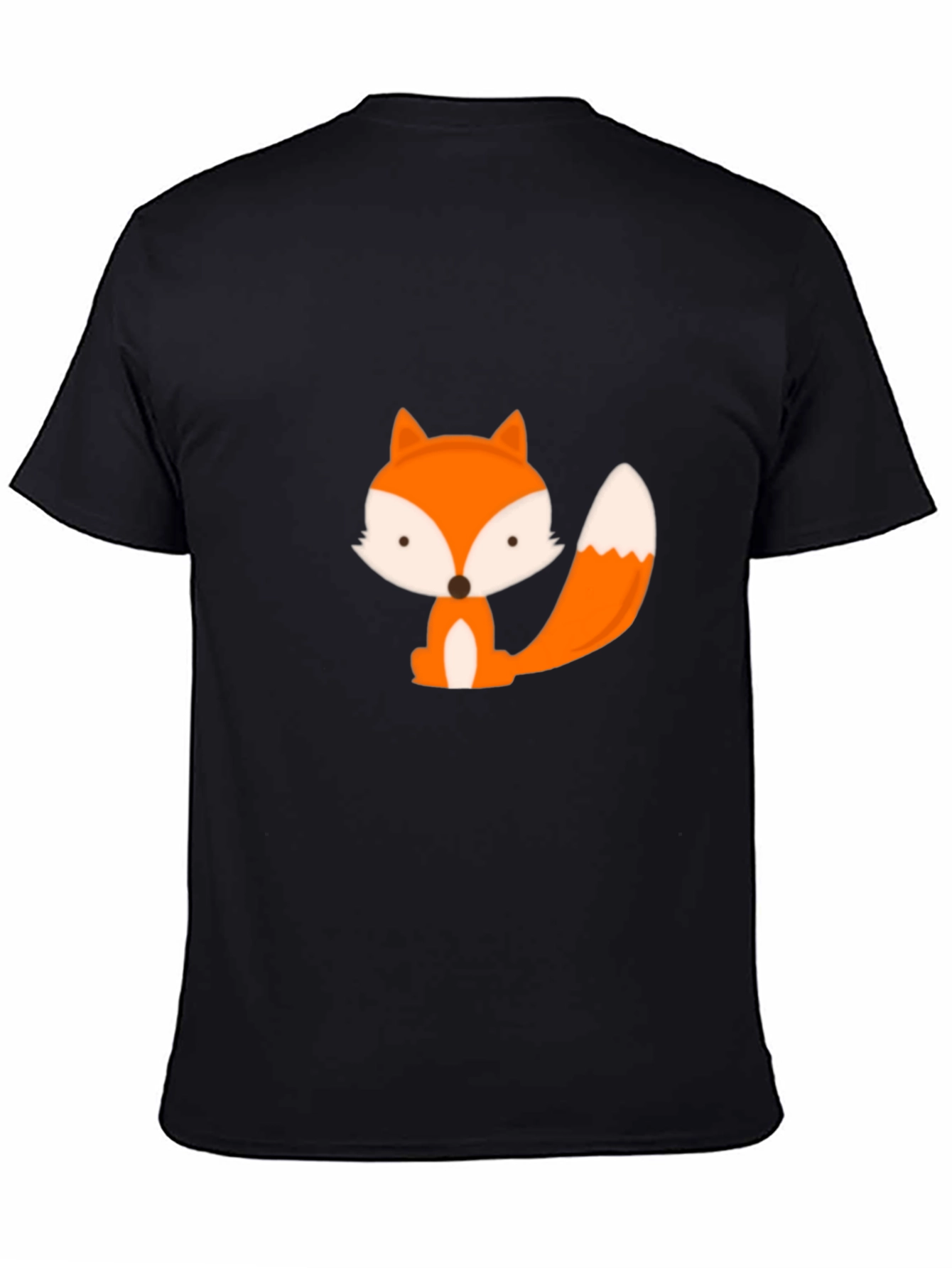 Black Cute Cartoon Fox Graphic Tee - Black view 4
