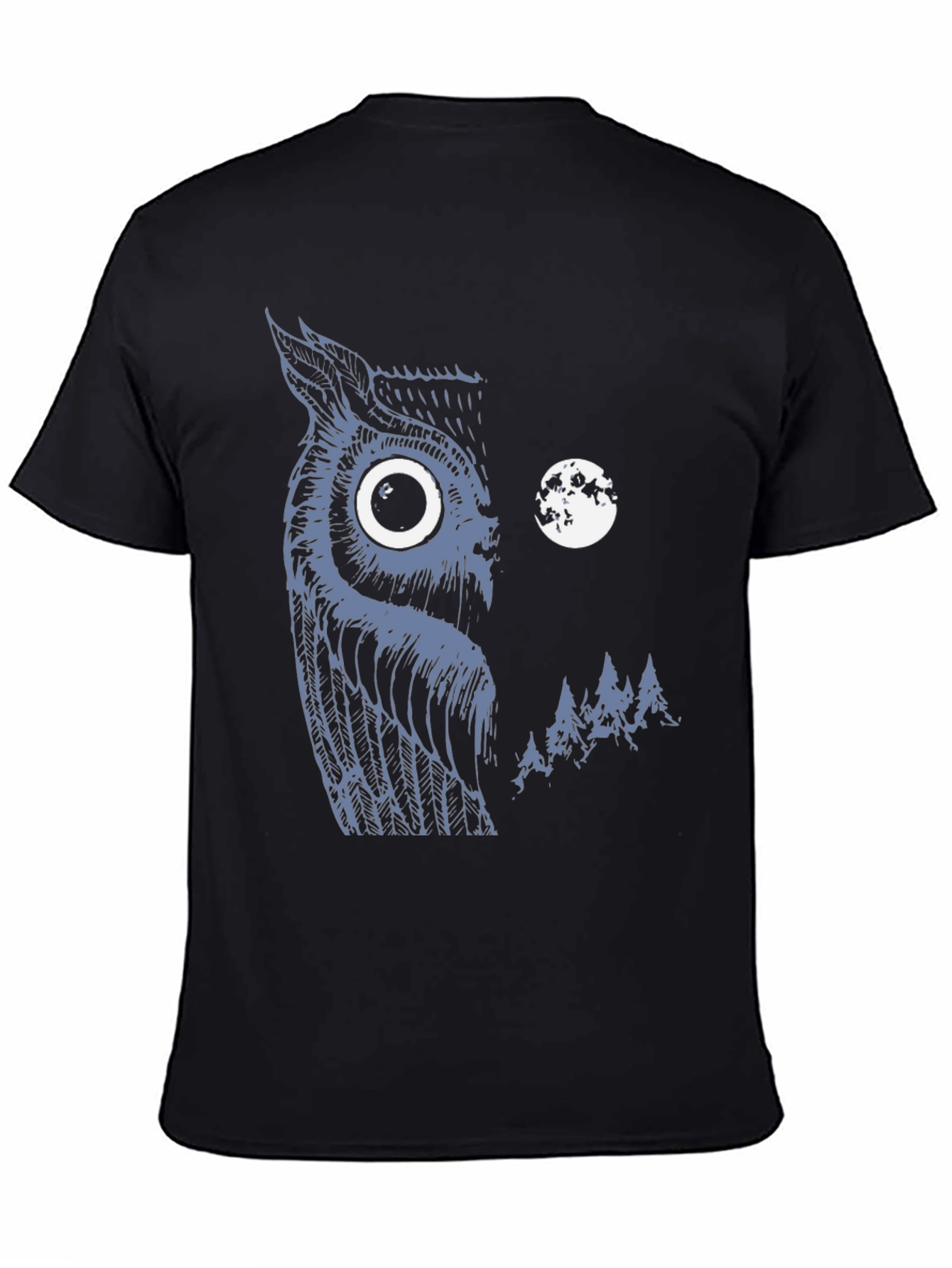 Black Owl & Moon Graphic Black T-Shirt view 4