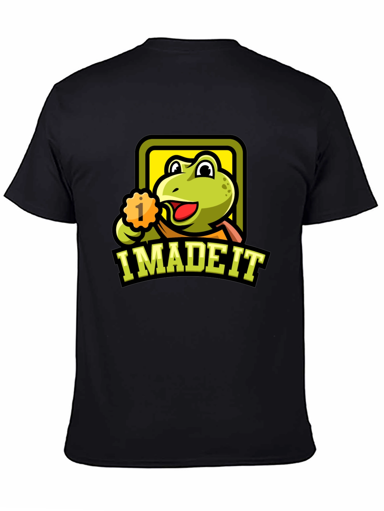 Black I Made It Frog Graphic T-Shirt - Black Cotton Tee view 4