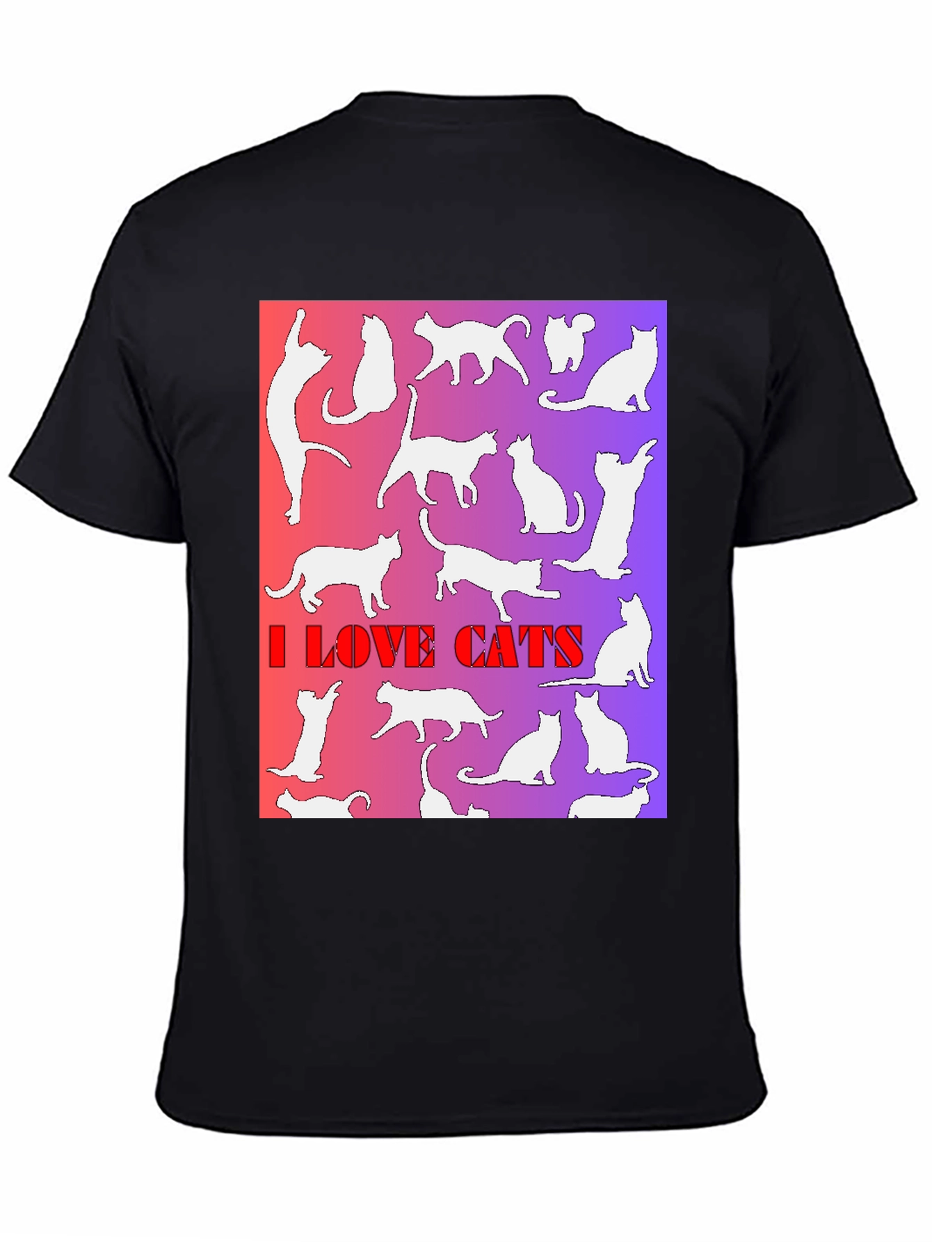 Black I Love Cats T-Shirt view 4
