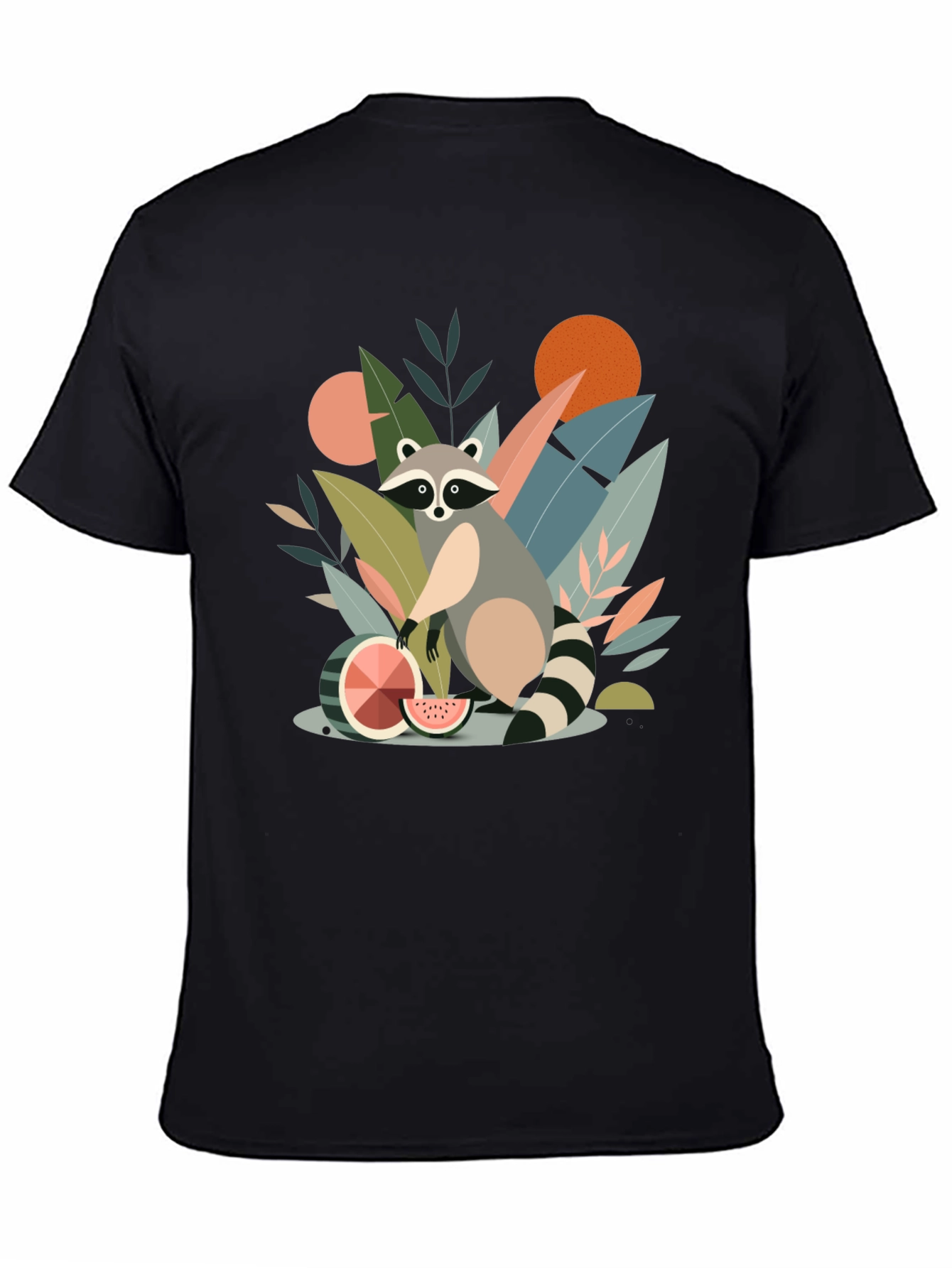 Black Whimsical Raccoon Graphic T-Shirt - Unique Design view 4