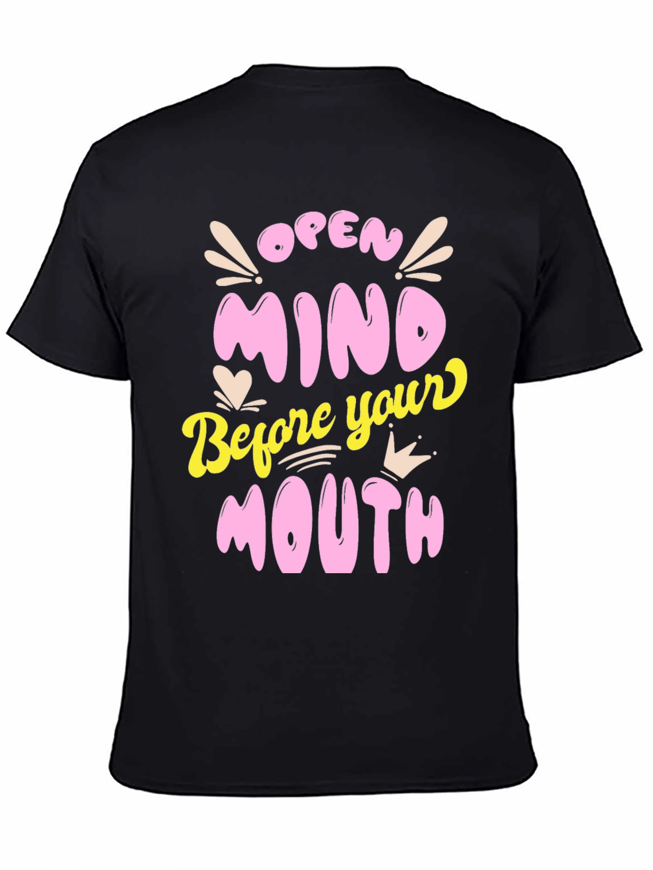 Black Open Mind Graphic Tee - Black Unisex T-Shirt view 4