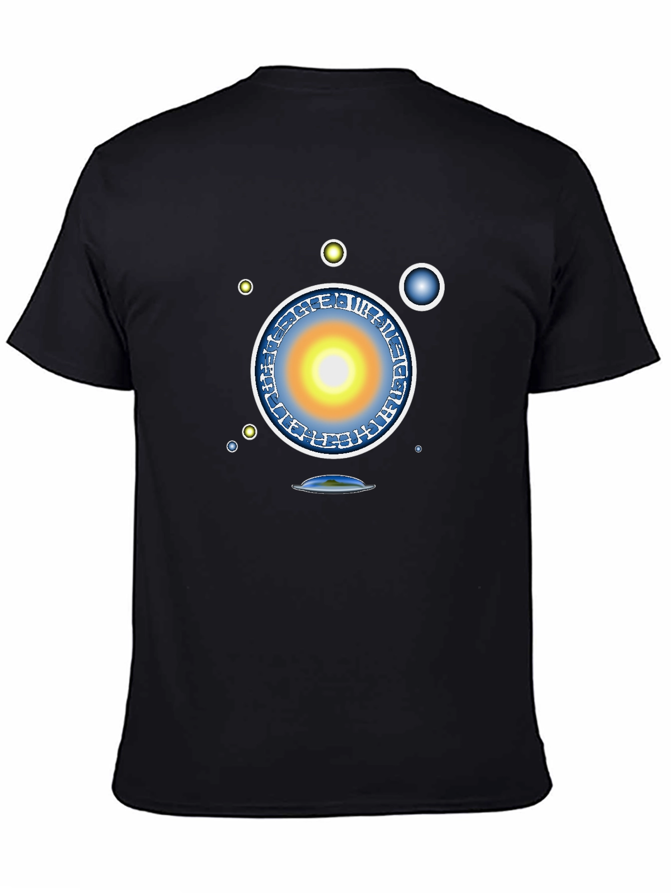Black Abstract Solar System Graphic Tee - Black view 4