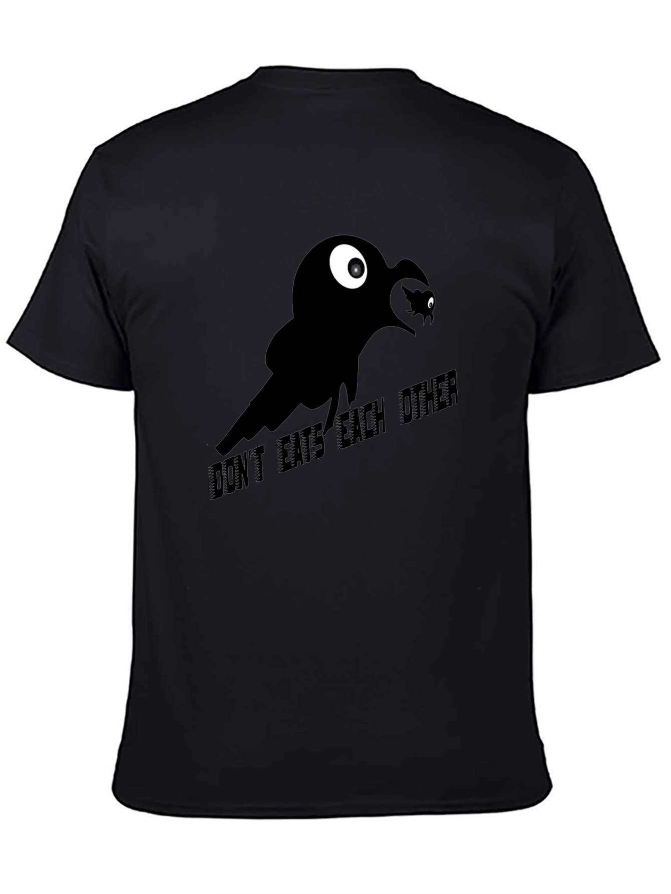 Black Raven Eats Raven Funny Graphic T-Shirt view 4