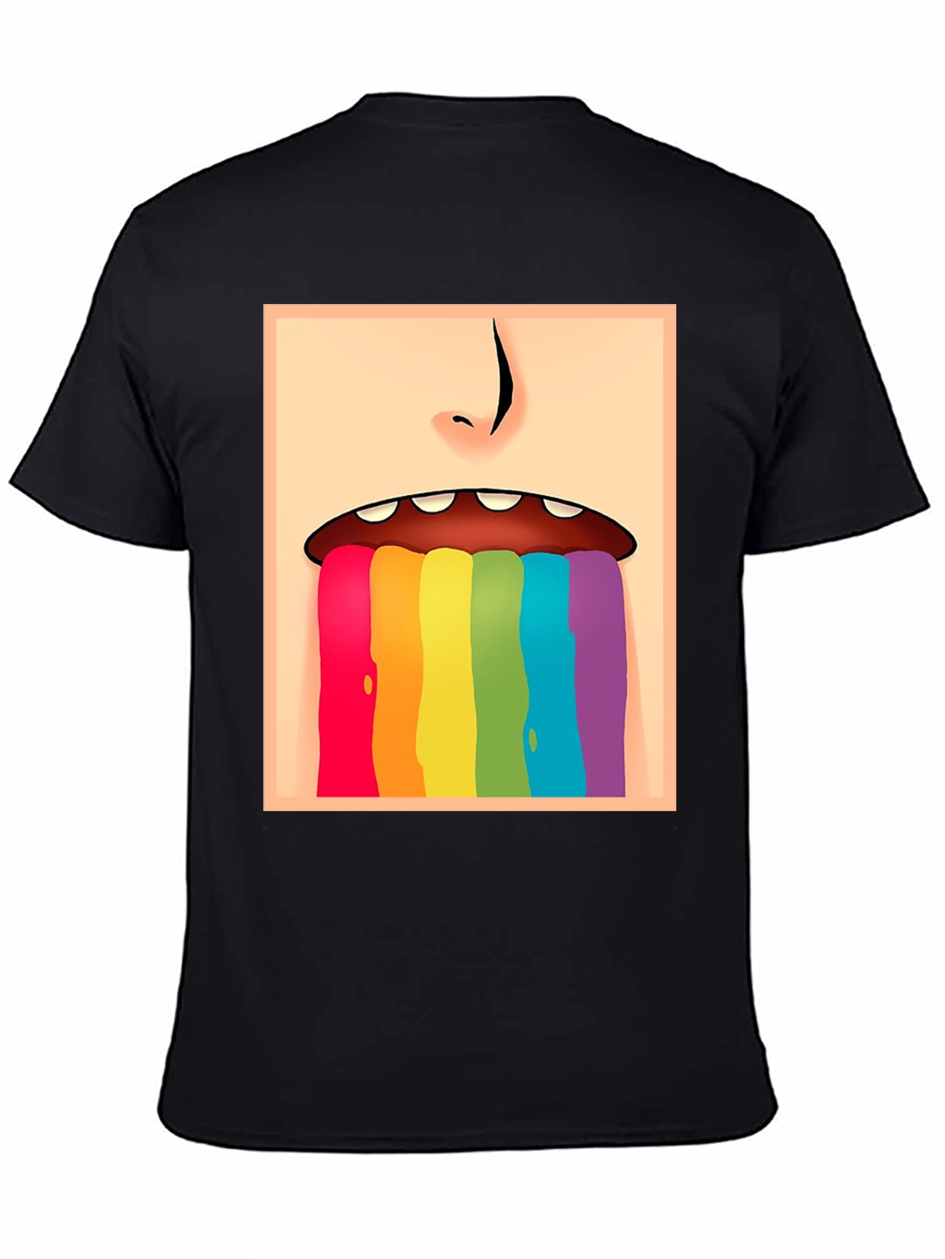 Black Rainbow Vomit Graphic Tee - Black Cotton Comfort view 4