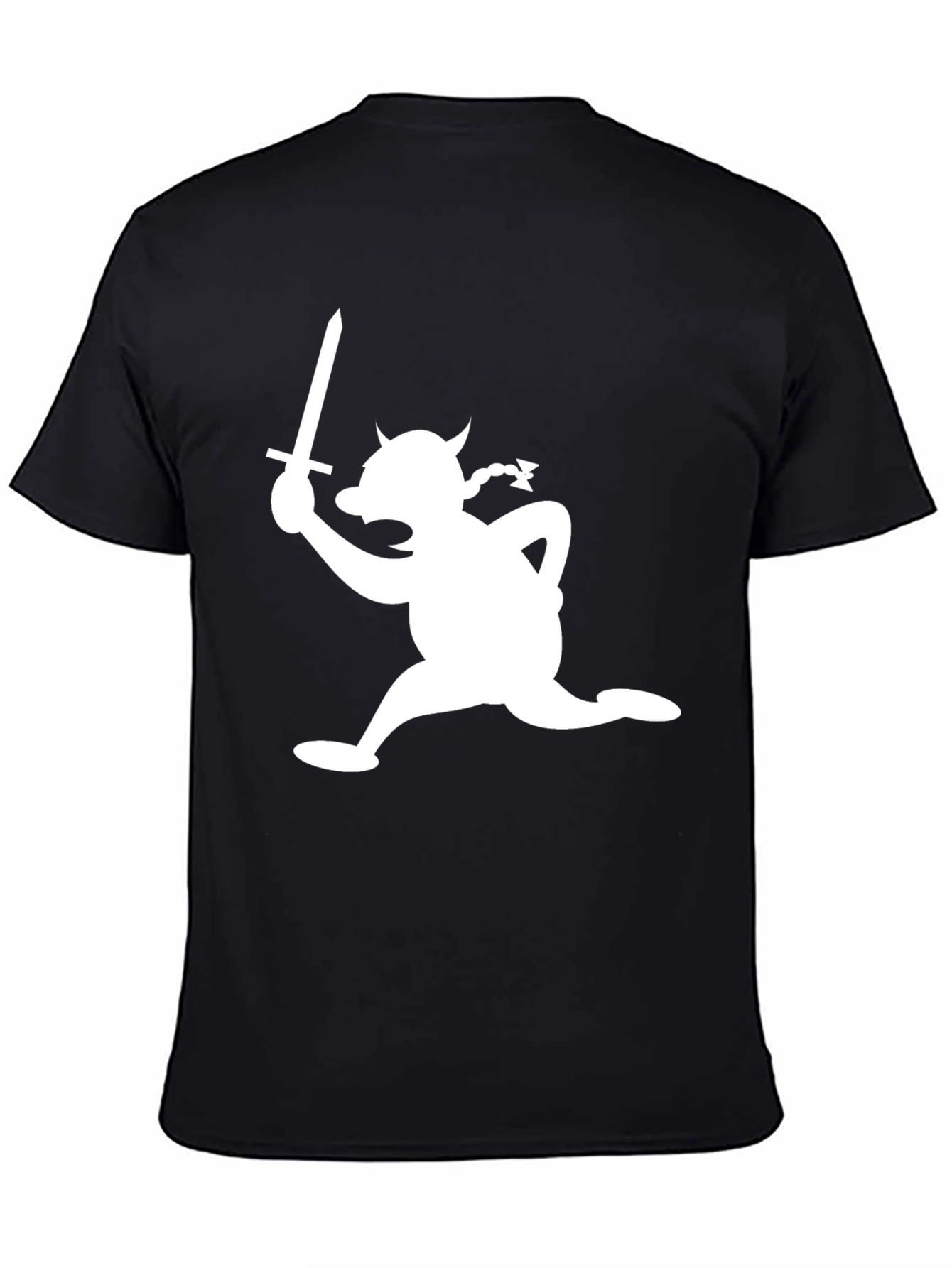 Black Viking Cartoon Graphic Tee - Black Cotton Casual Shirt view 4