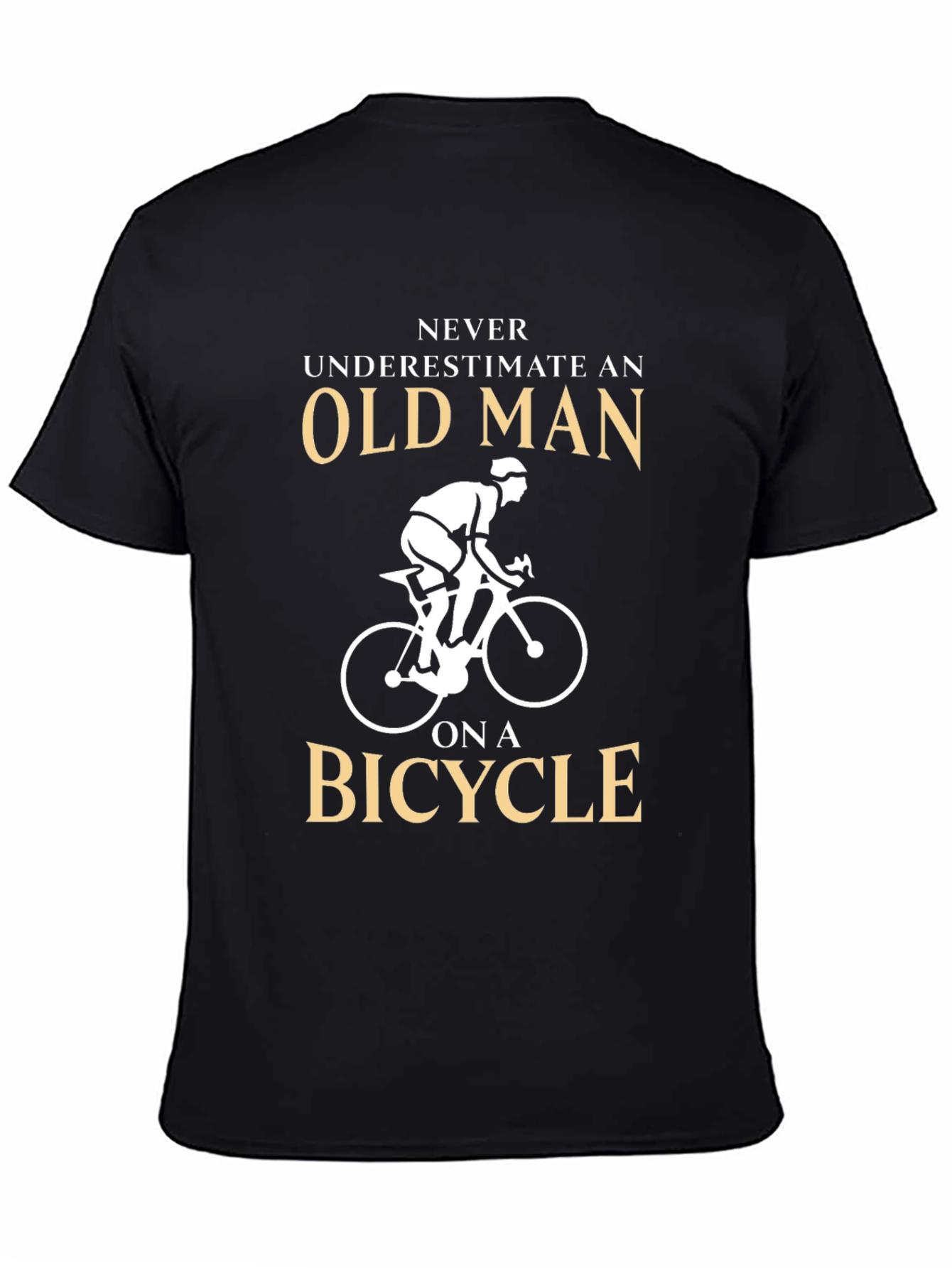 Black Never Underestimate Old Man on a Bicycle T-Shirt view 4