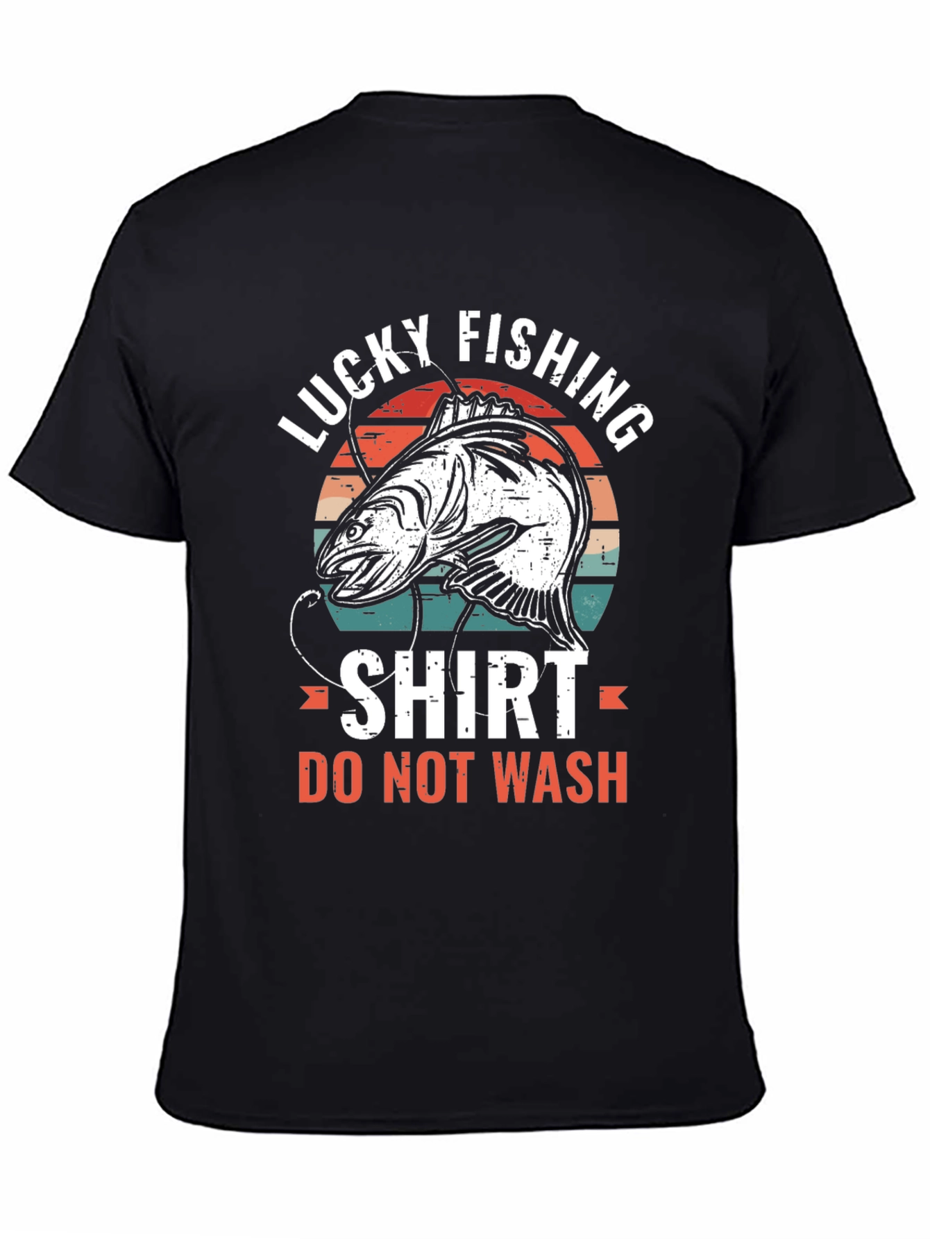 Black Lucky Fishing Shirt - Novelty Graphic Tee view 4
