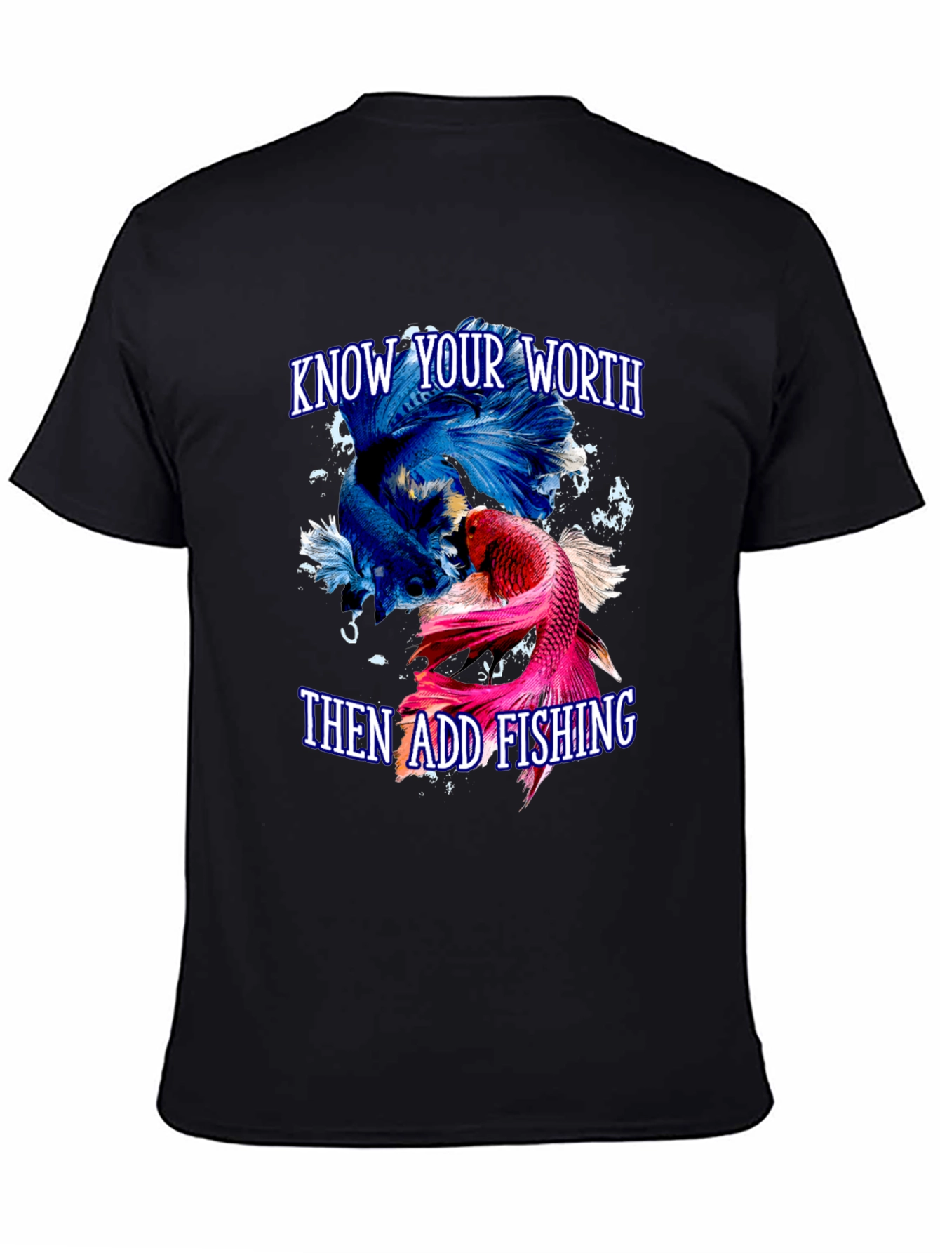 Black Know Your Worth Fishing T-Shirt view 4