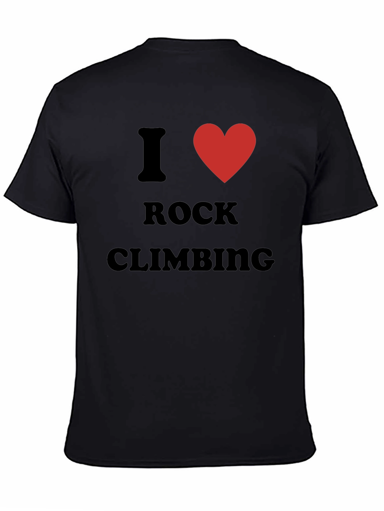 Black I Love Rock Climbing T-Shirt - Black Cotton Tee view 4