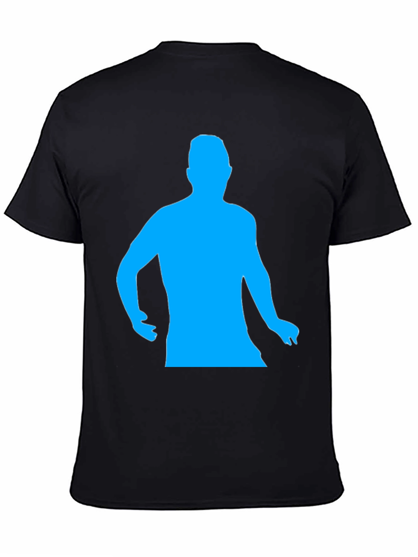 Black Cool Black T-Shirt with Blue Silhouette view 4