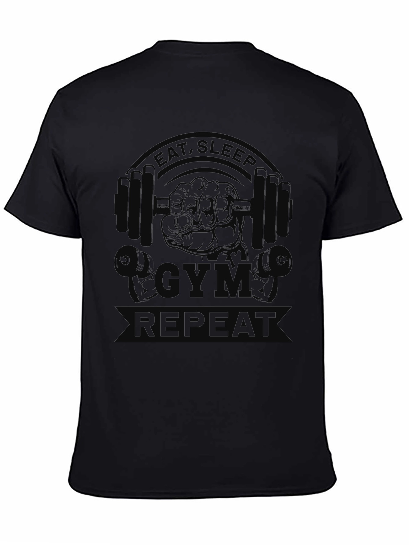 Black Eat Sleep Gym Repeat T-Shirt - Black Cotton Tee view 4