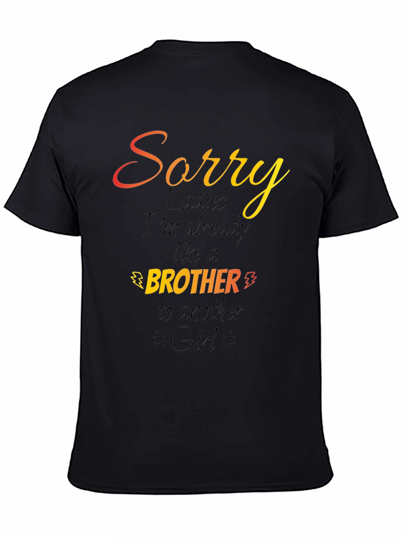 Black Sorry Ladies Brother Graphic Tee - Black Cotton Shirt view 4
