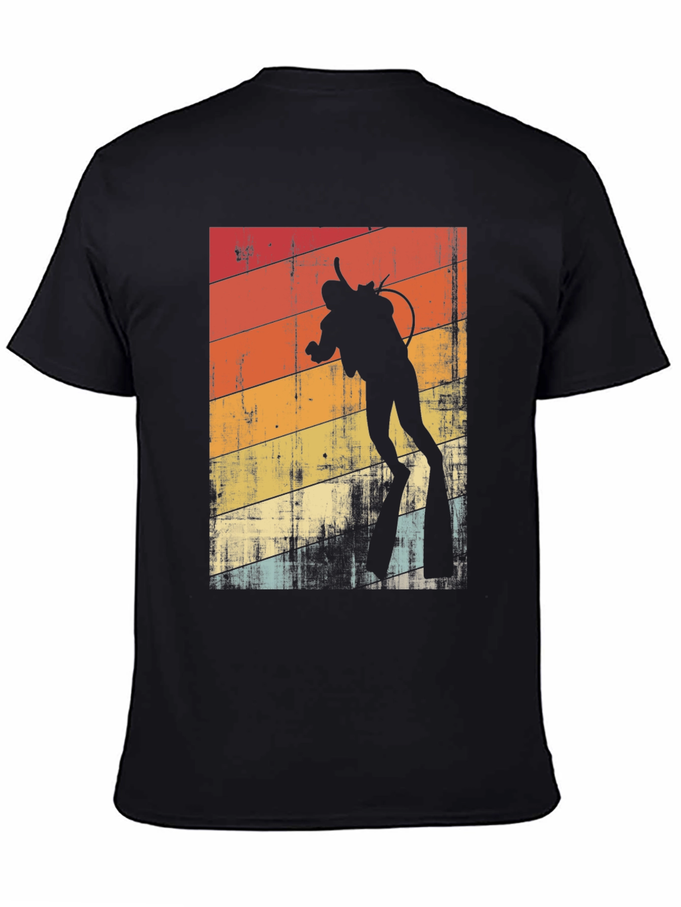 Black Vintage Diver T-Shirt - Retro Scuba Diving Design view 4