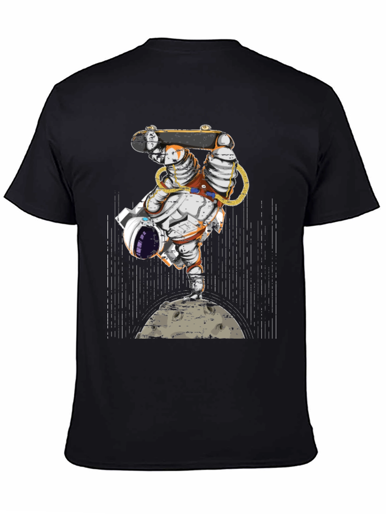 Black Astronaut Skateboarder Graphic Tee view 4