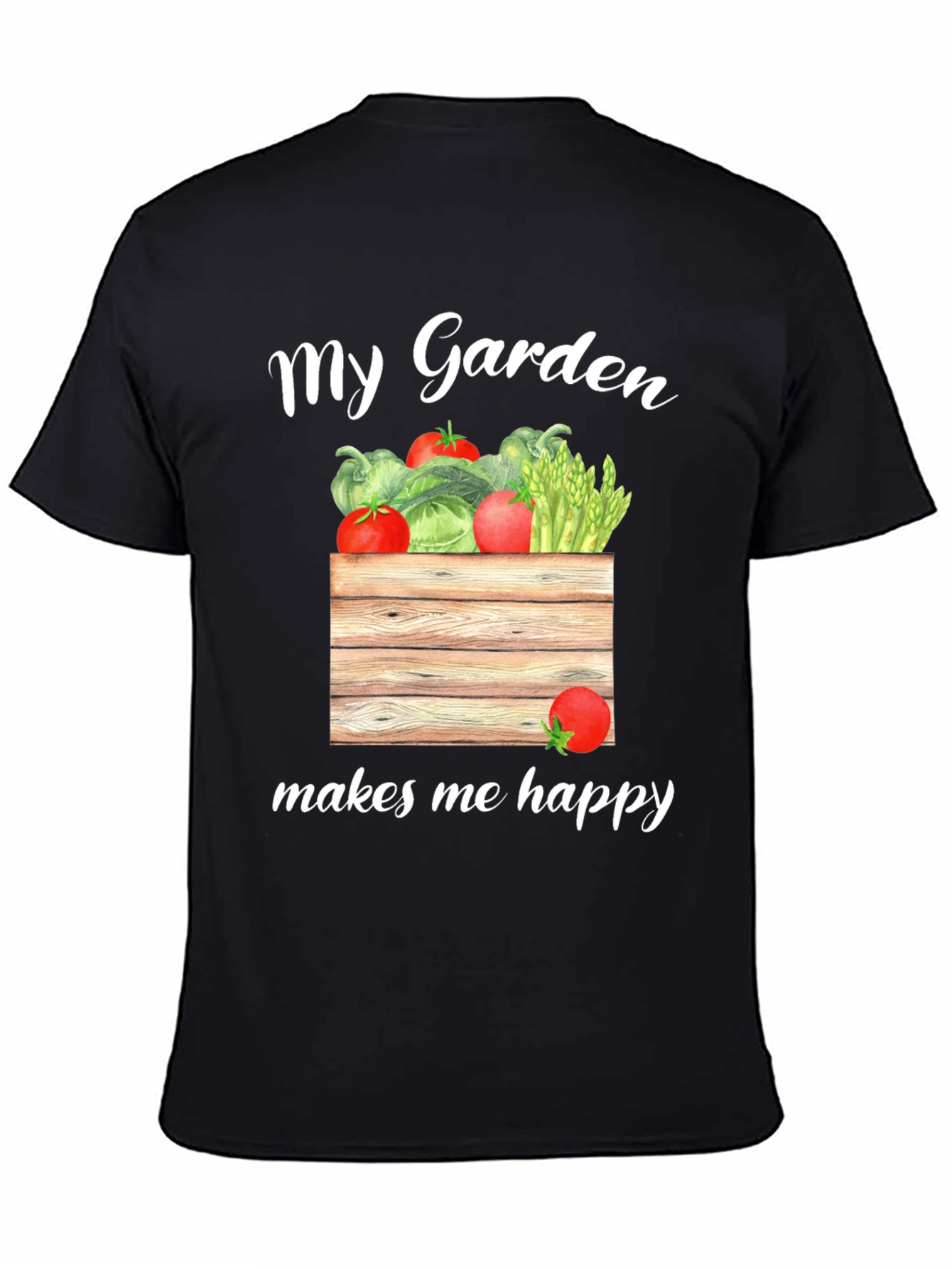 Black My Garden Makes Me Happy T-Shirt view 4