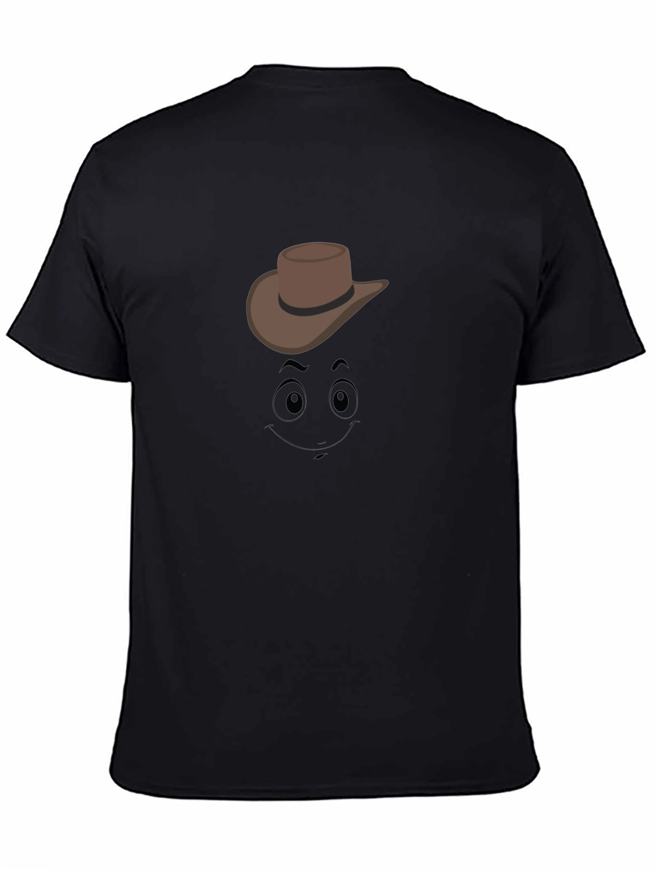 Black Cartoon Cowboy Graphic Tee - Black Cotton T-Shirt view 4