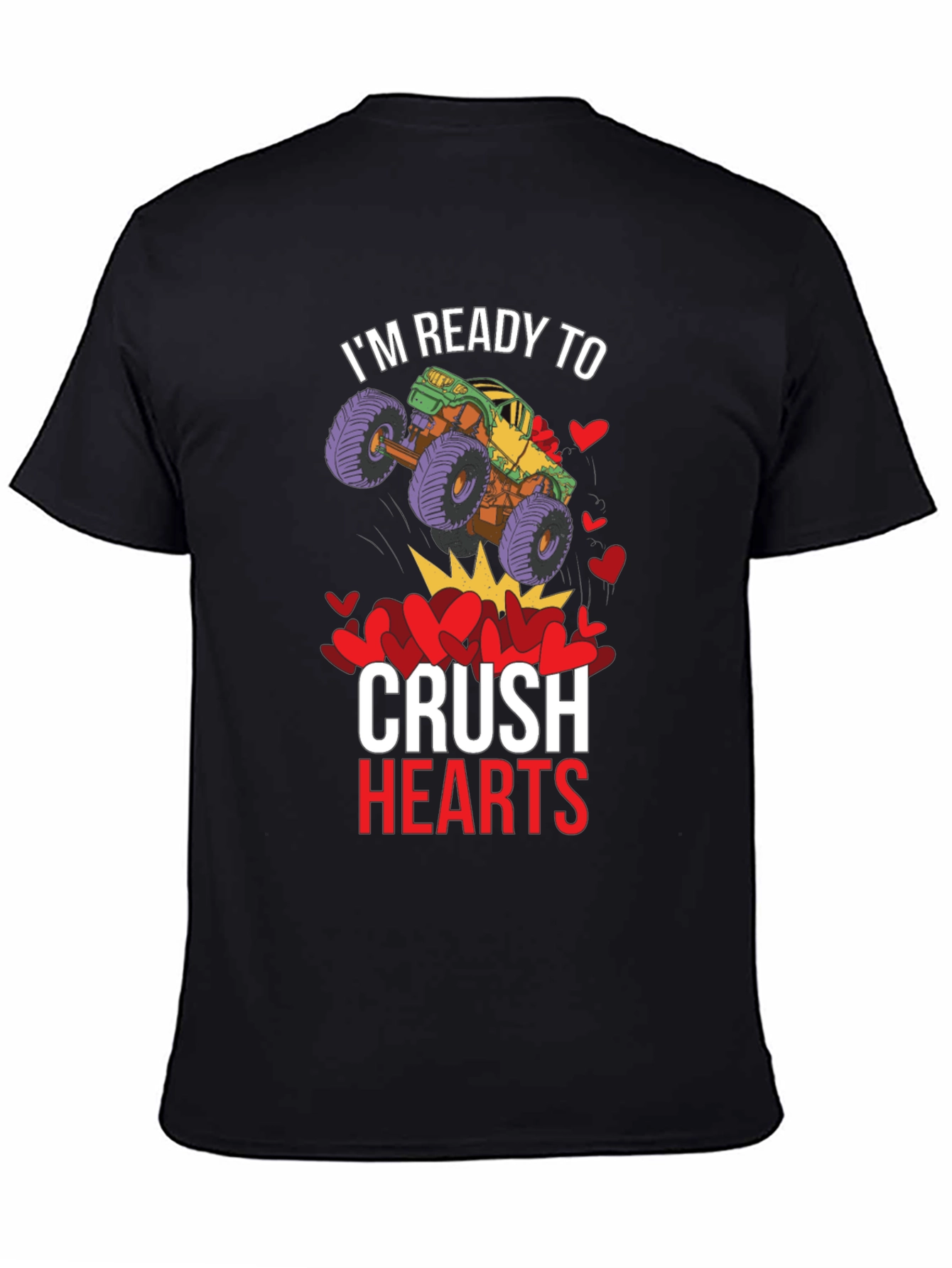 Black Ready to Crush Hearts Monster Truck T-Shirt view 4