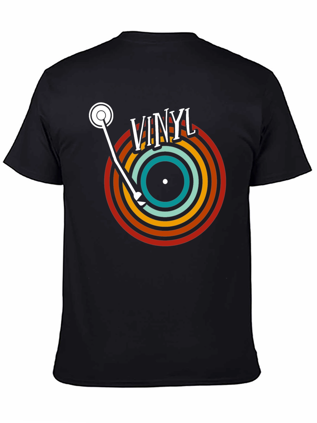 Black Retro Vinyl Record T-Shirt - Black view 4