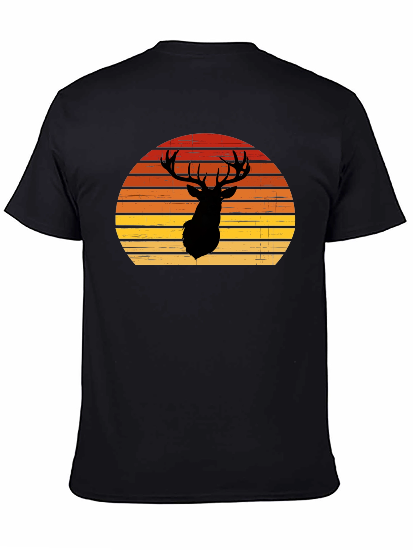 Black Retro Deer Silhouette T-Shirt view 4