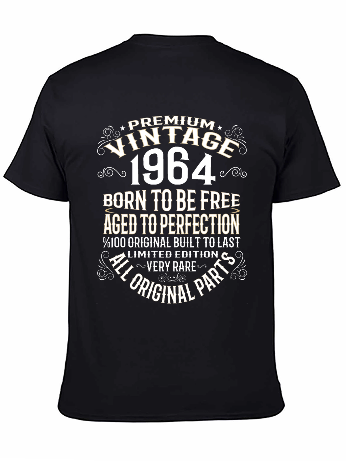 Black Vintage 1964 T-Shirt - Born To Be Free, Aged To Perfection view 4