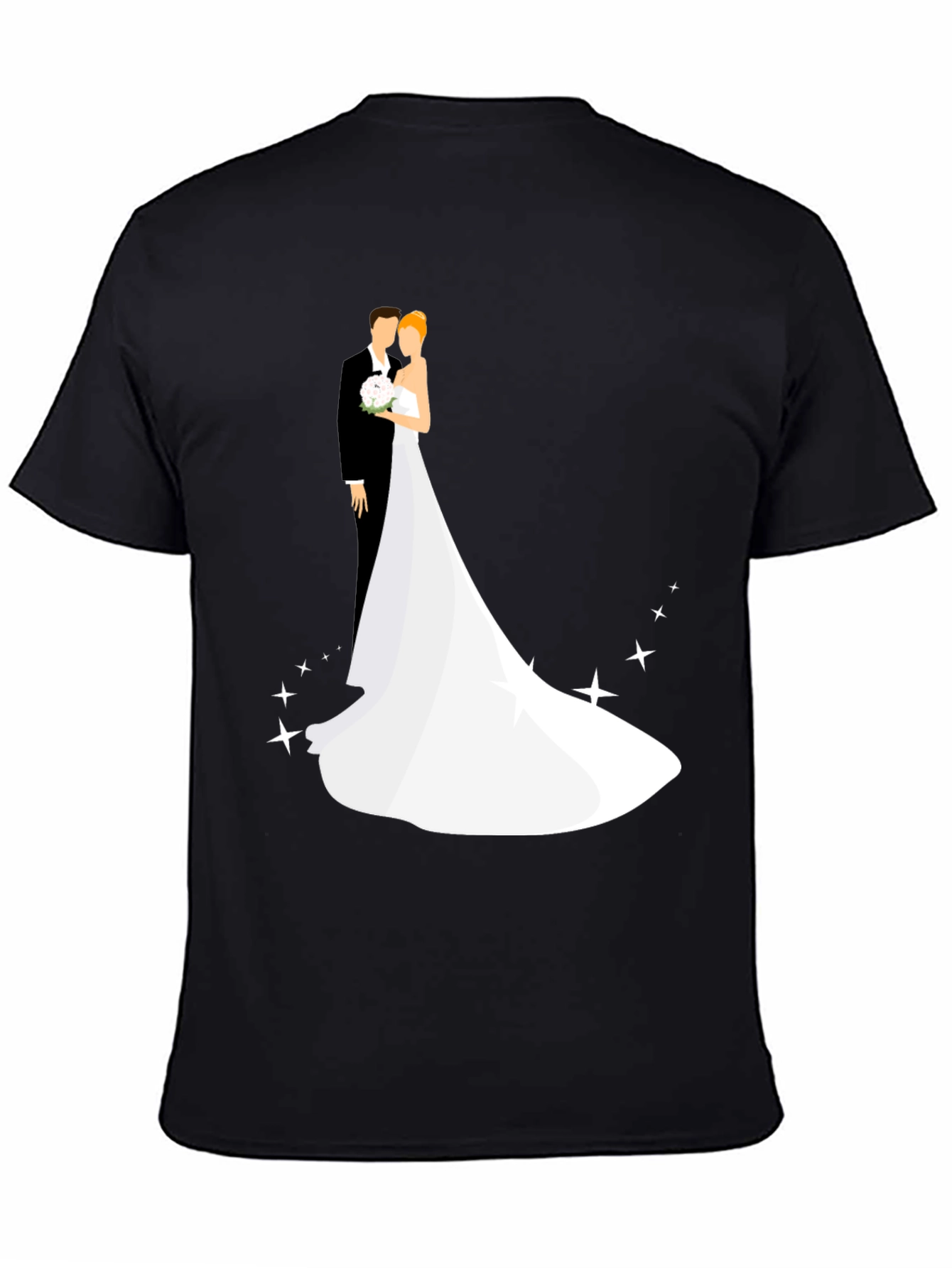 Black Wedding Couple Graphic Black T-Shirt view 4