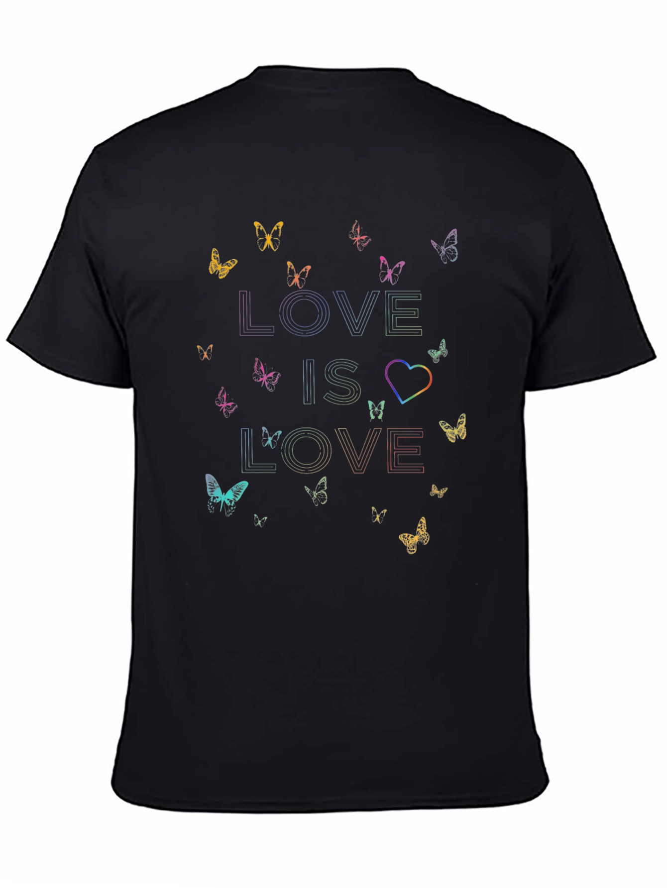 Black Love Is Love Rainbow Butterfly Tee view 4