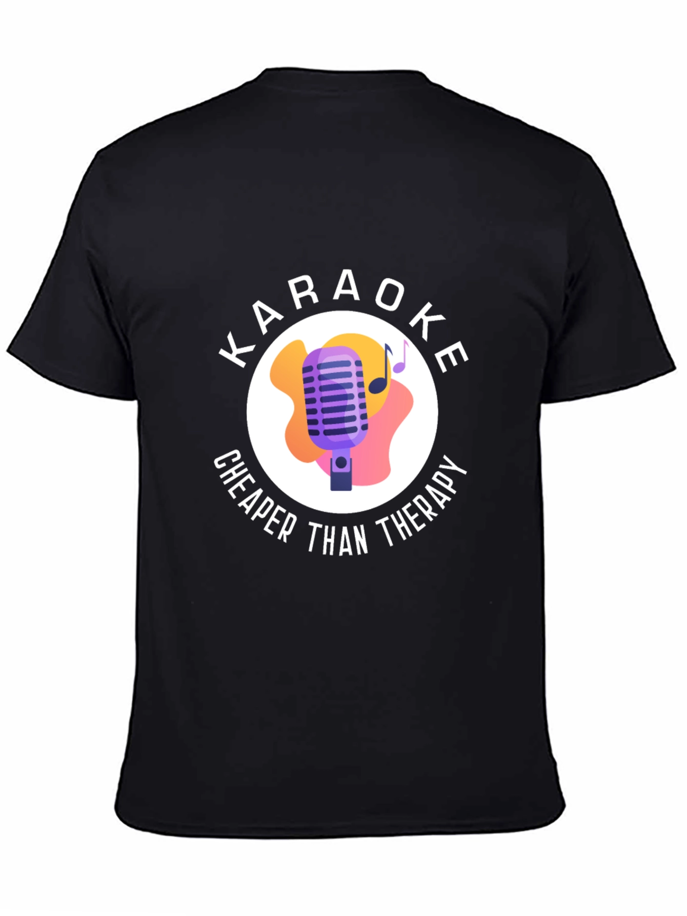 Black Karaoke Cheaper Than Therapy Black Graphic T-Shirt view 4
