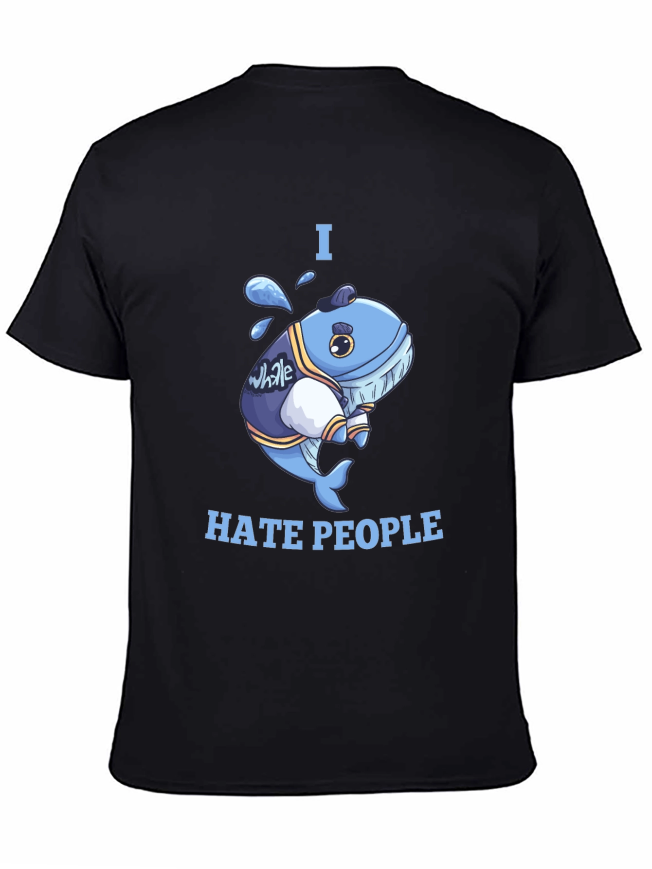 Black I Hate People Whale T-Shirt view 4