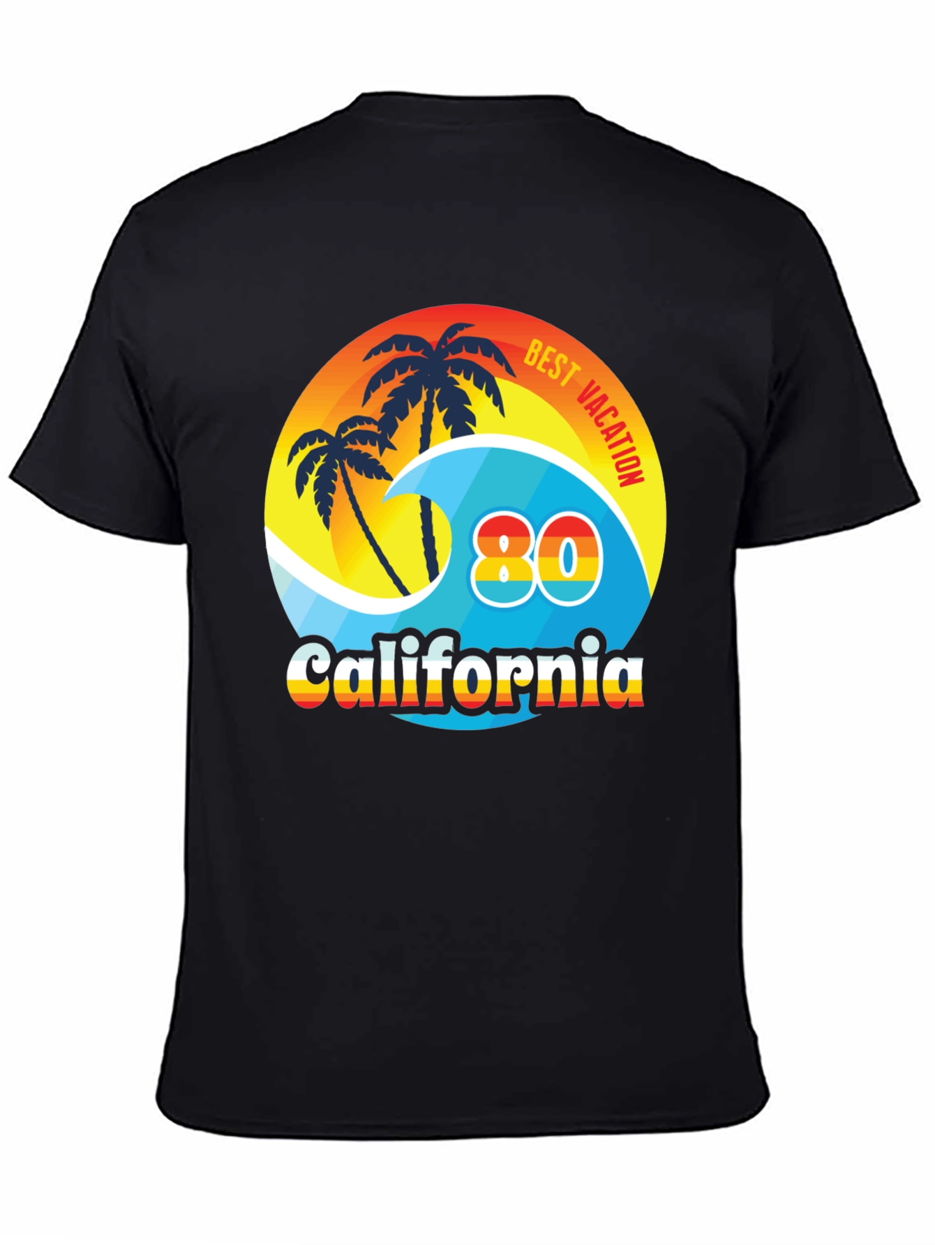 Black California 80's Best Vacation T-Shirt view 4