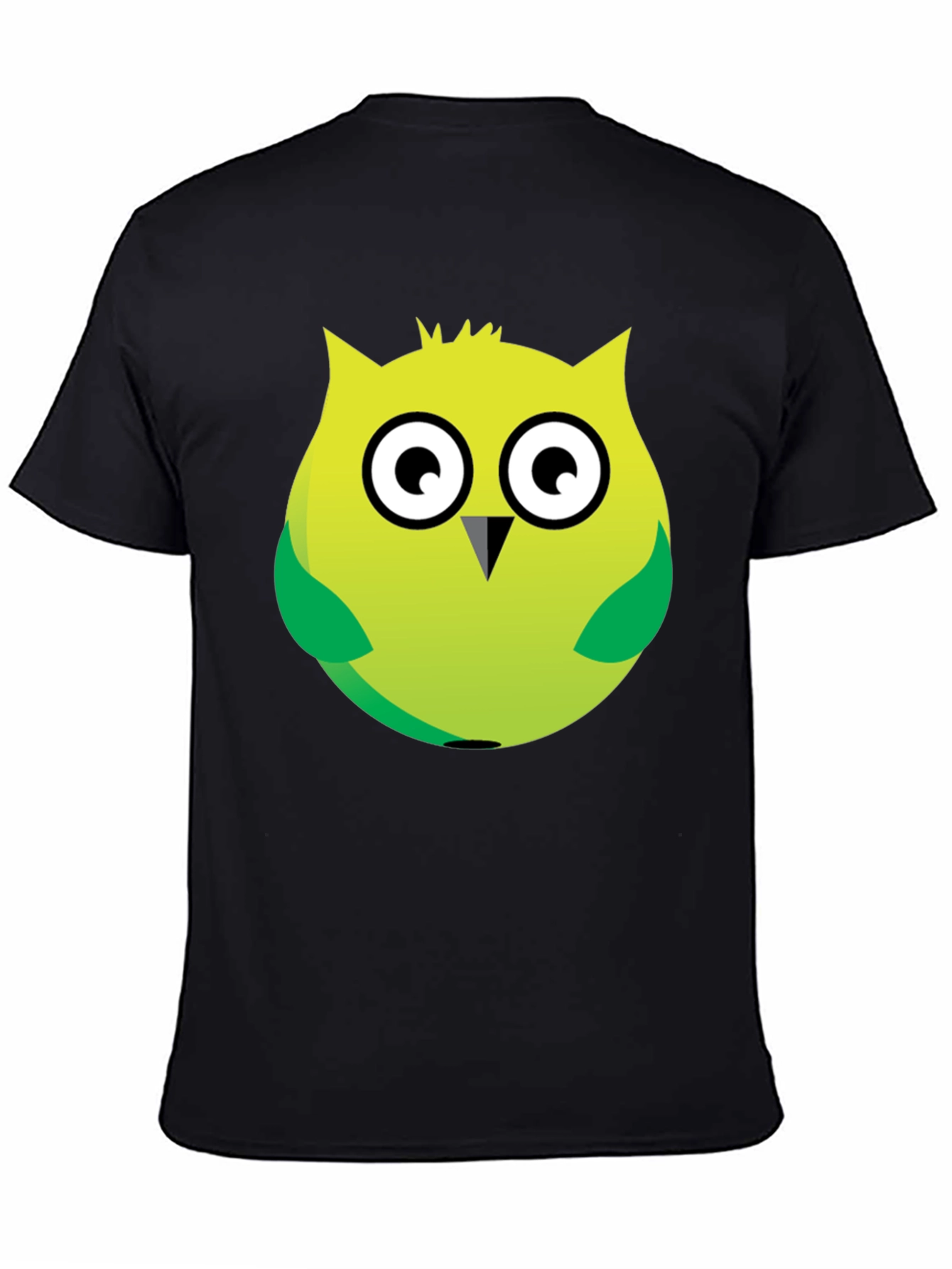Black Cartoon Owl Graphic Tee - Soft Black Cotton Blend view 4