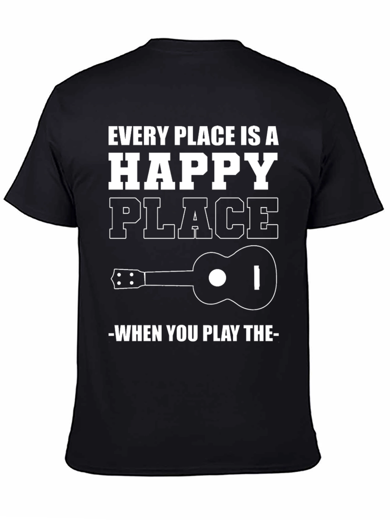 Black Happy Place Ukulele Graphic Tee view 4